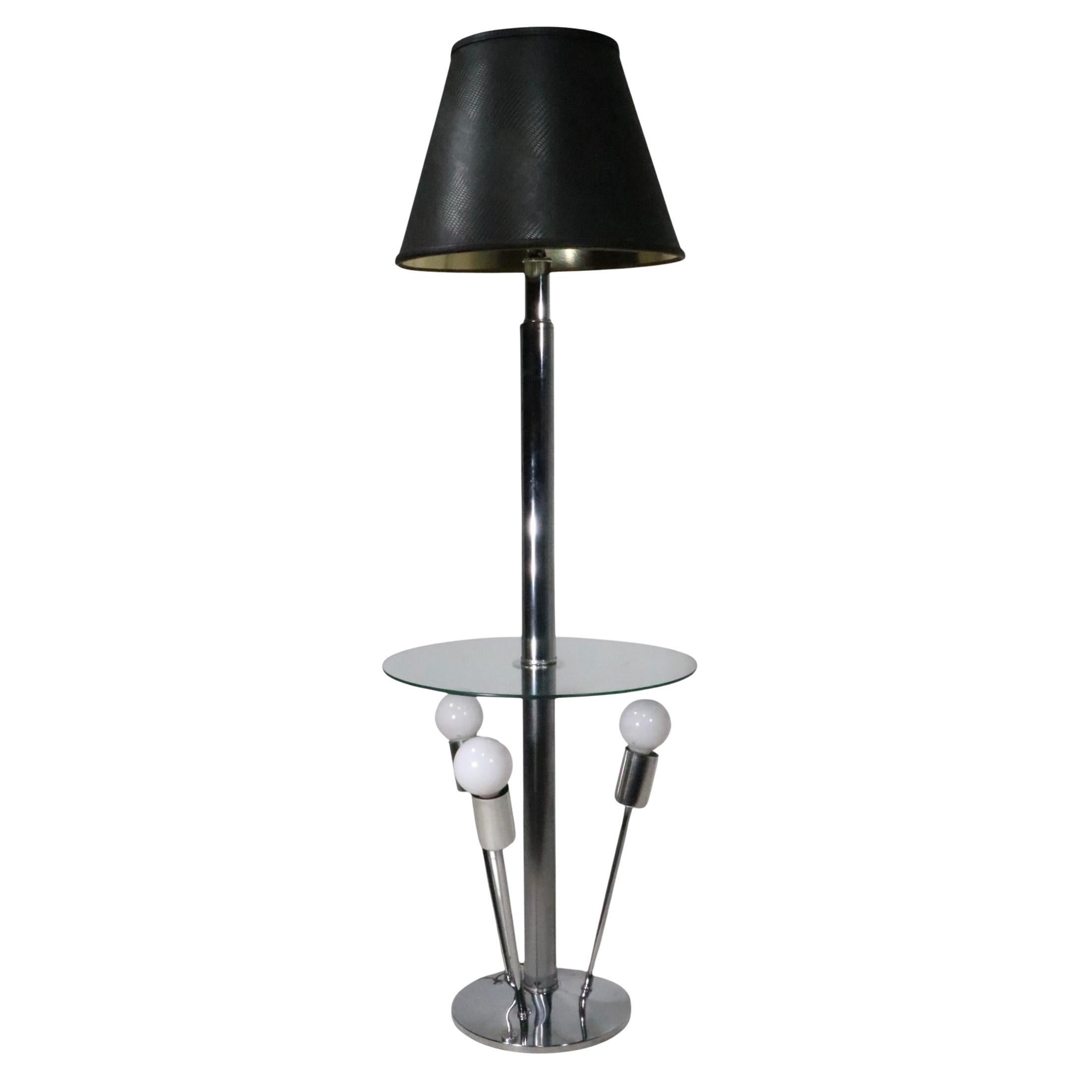 Mod Space Age Chrome and Glass Sputnik  Combo Floor Lamp Table c 1970's For Sale
