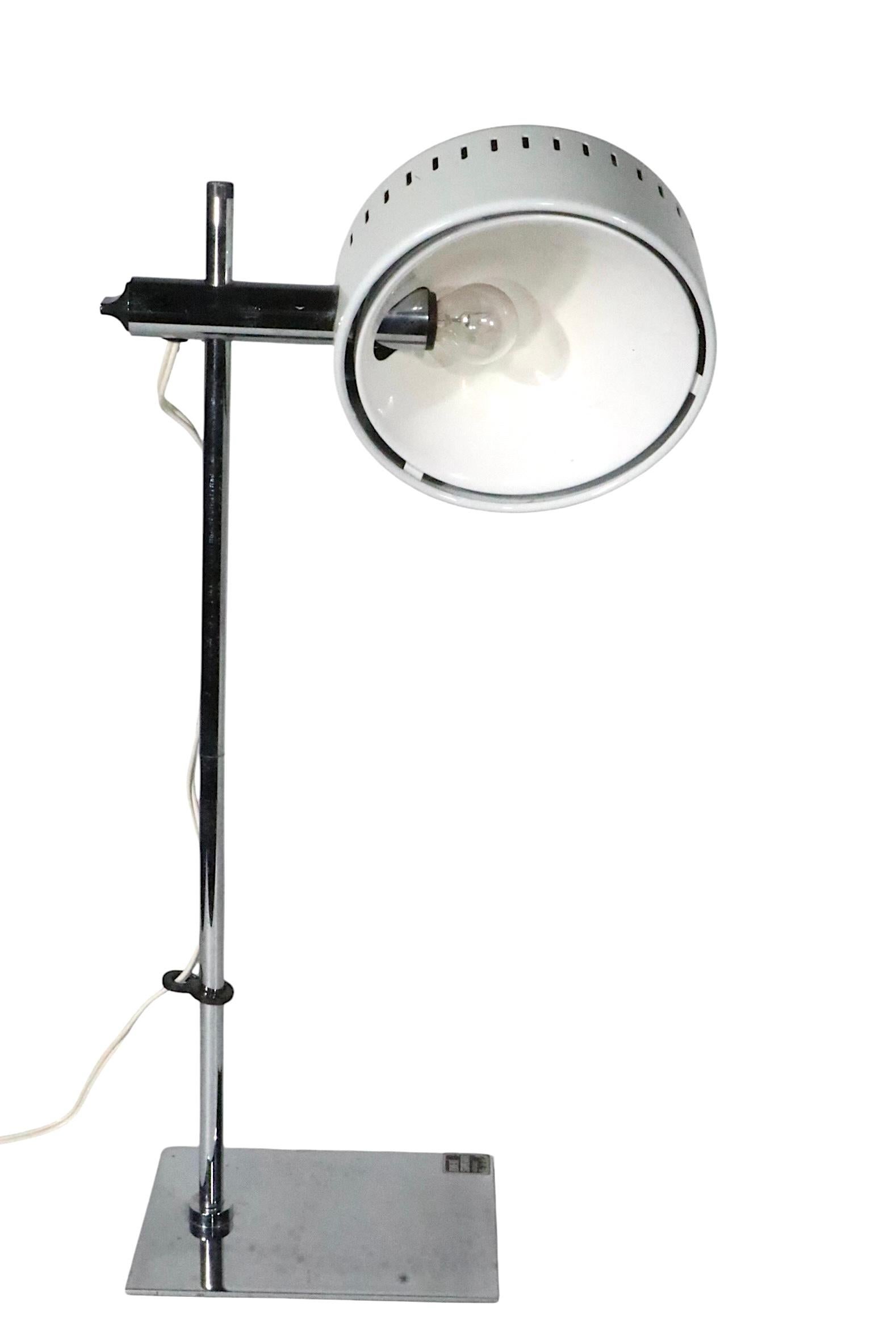 Steel Mod Space Age Mid Century Adjustable TIK Desk Lamp by Robert Sonneman c. 1970's