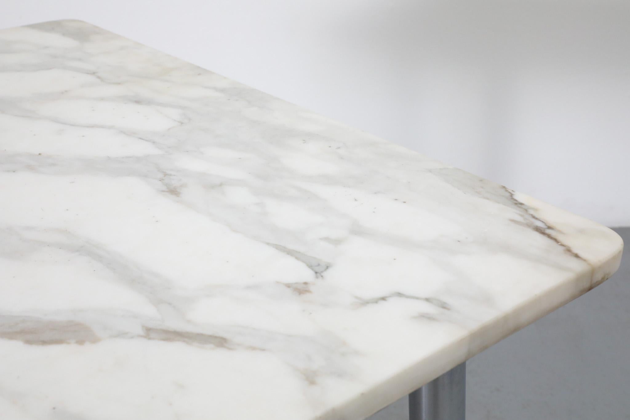 Table de salle à manger, de jeu ou de centre MOD Square à plateau en marbre en vente 3