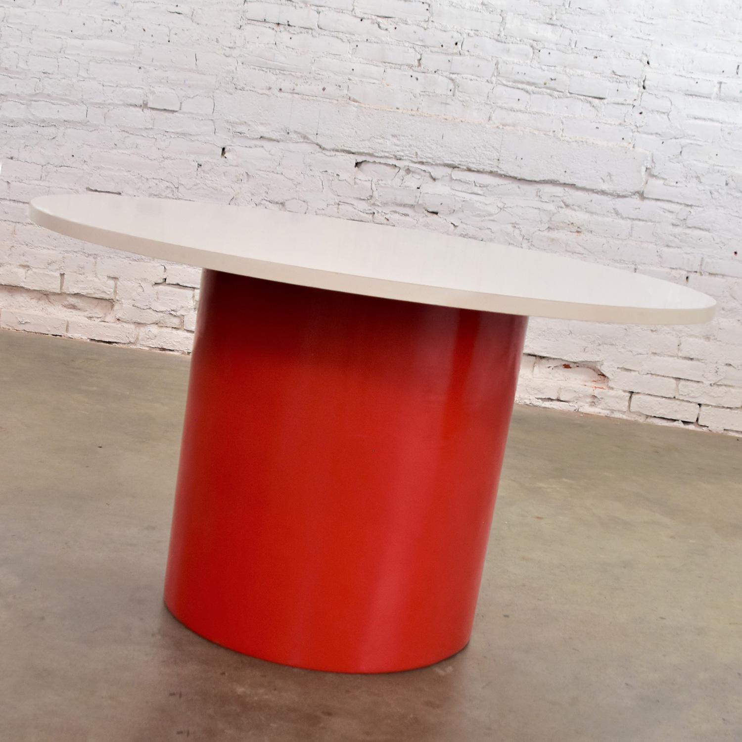 Mod Style MCM New Design Idiom Table by Milo Baughman Thayer Coggin Red & White  5