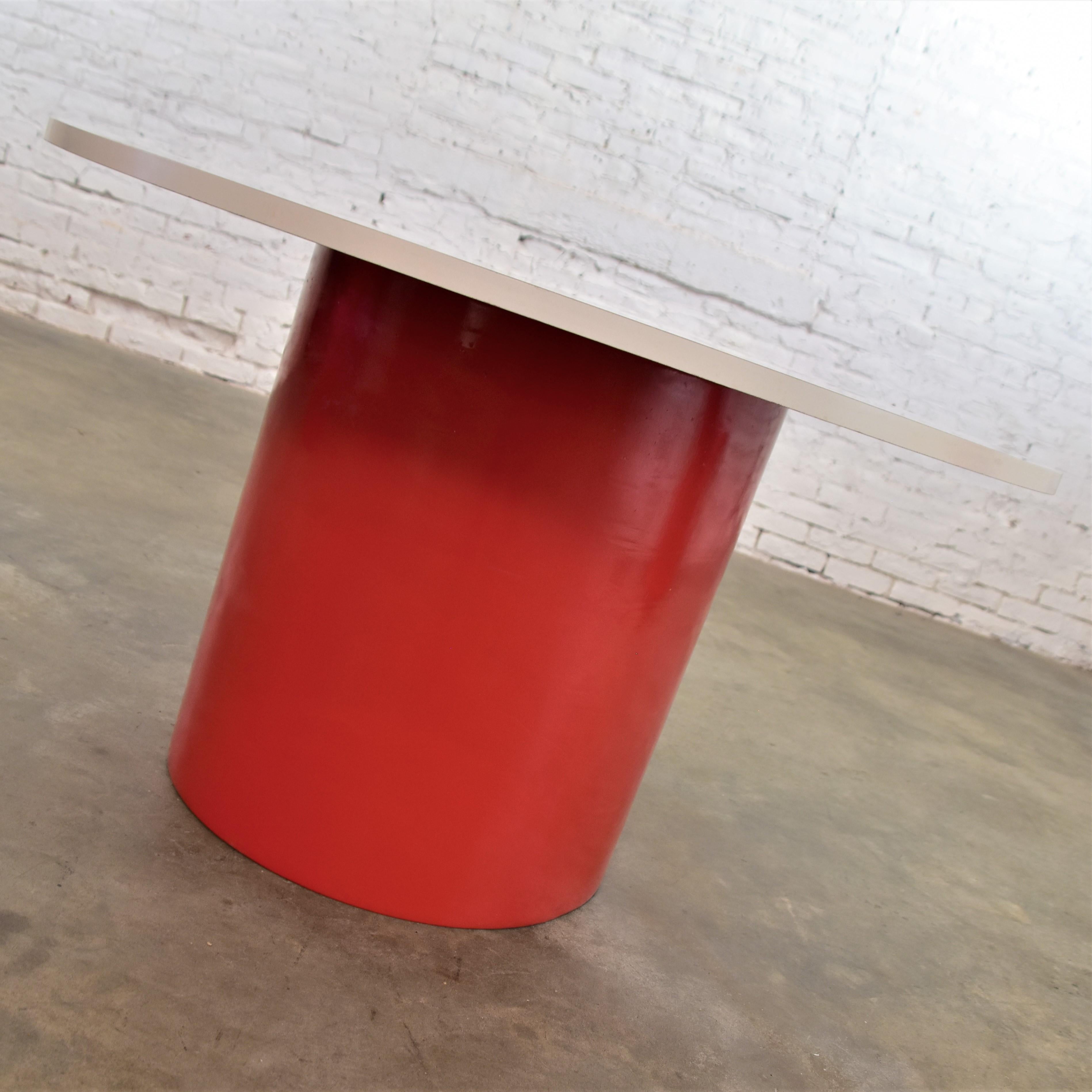 American Mod Style MCM New Design Idiom Table by Milo Baughman Thayer Coggin Red & White 