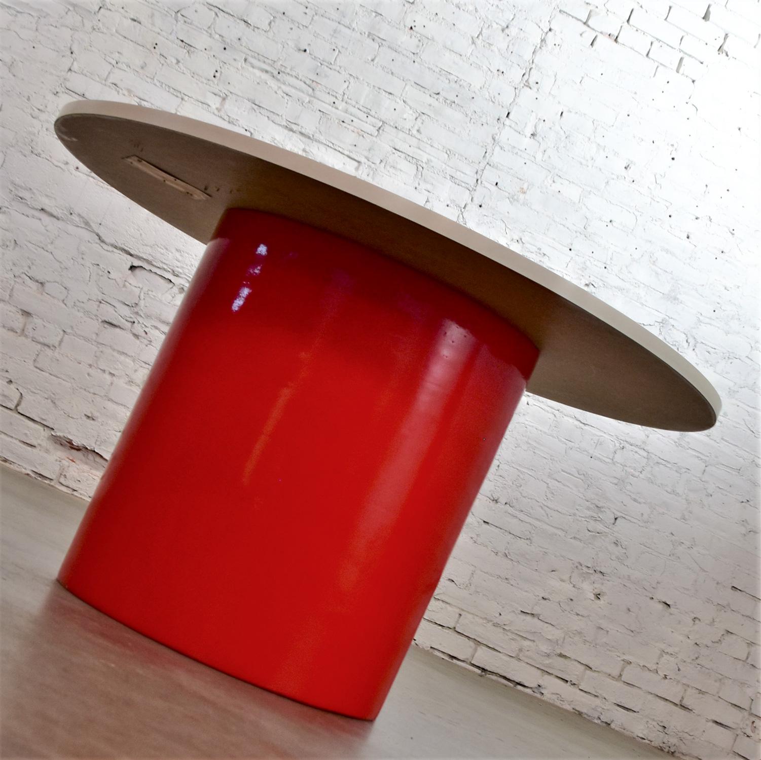 Mod Style MCM New Design Idiom Table by Milo Baughman Thayer Coggin Red & White  1