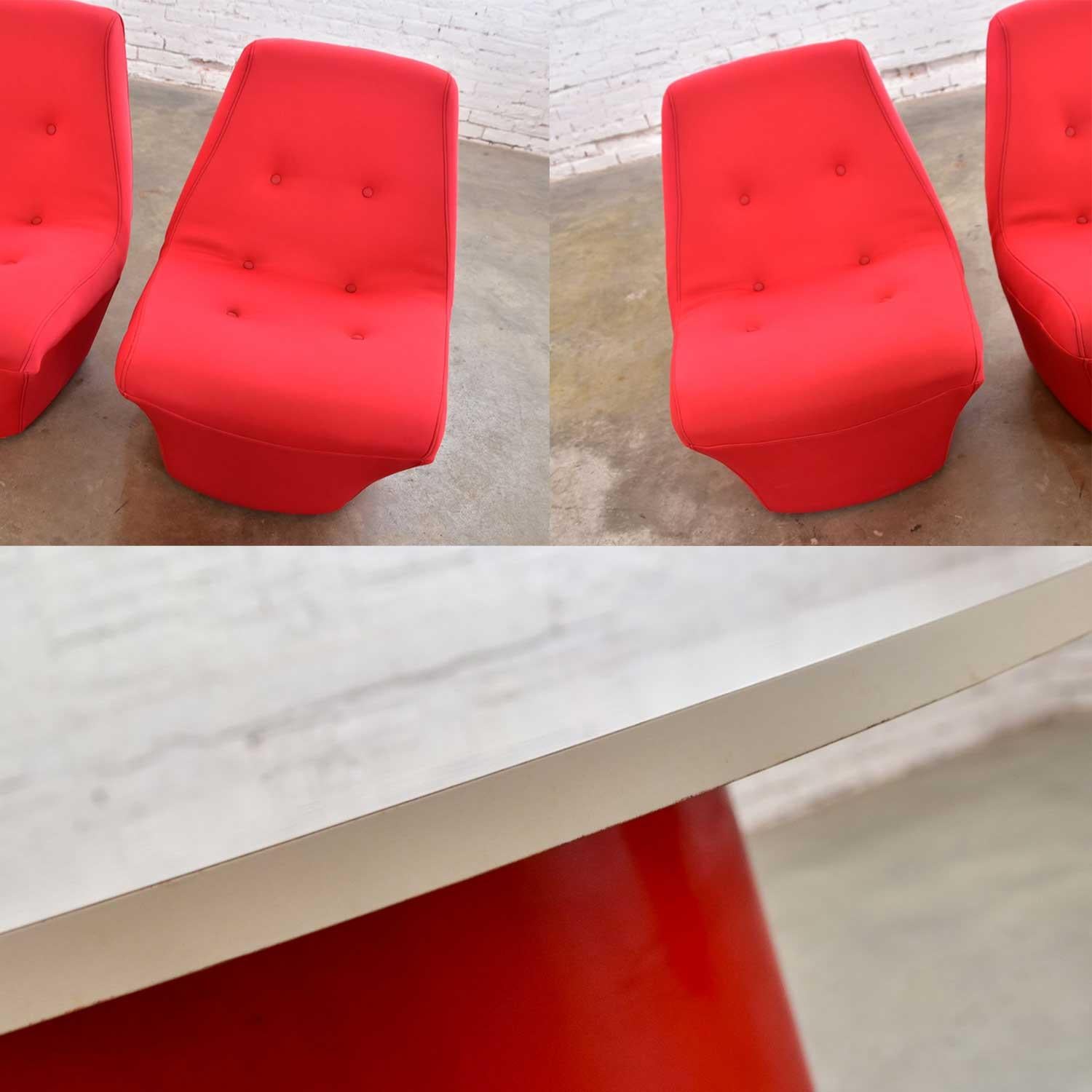 Mod MCM Table by Milo Baughman & TC & 2 Chairs by Founders Furniture Red & White 2