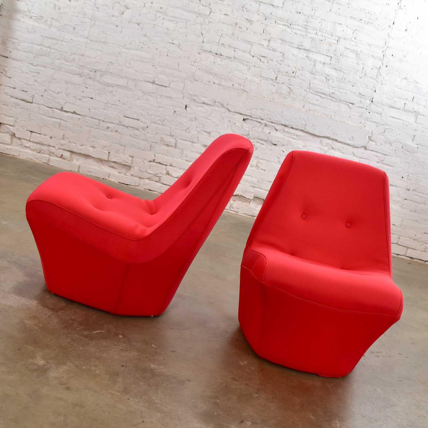 Mod MCM Table by Milo Baughman & TC & 2 Chairs by Founders Furniture Red & White 5