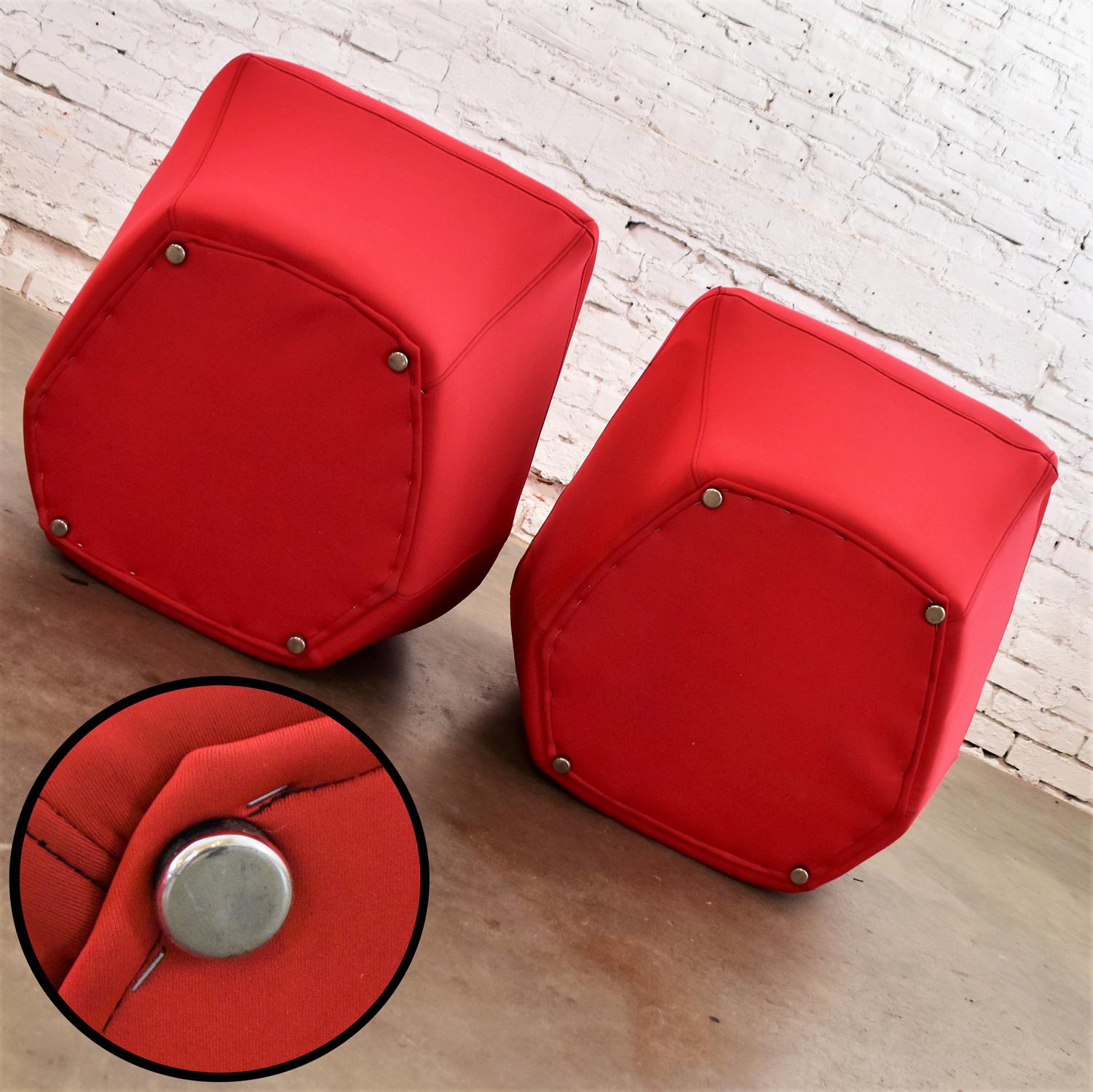Mod Style Mid-Century Modern Red Neoprene Fabric Slipper Chairs by Founders Furn 6