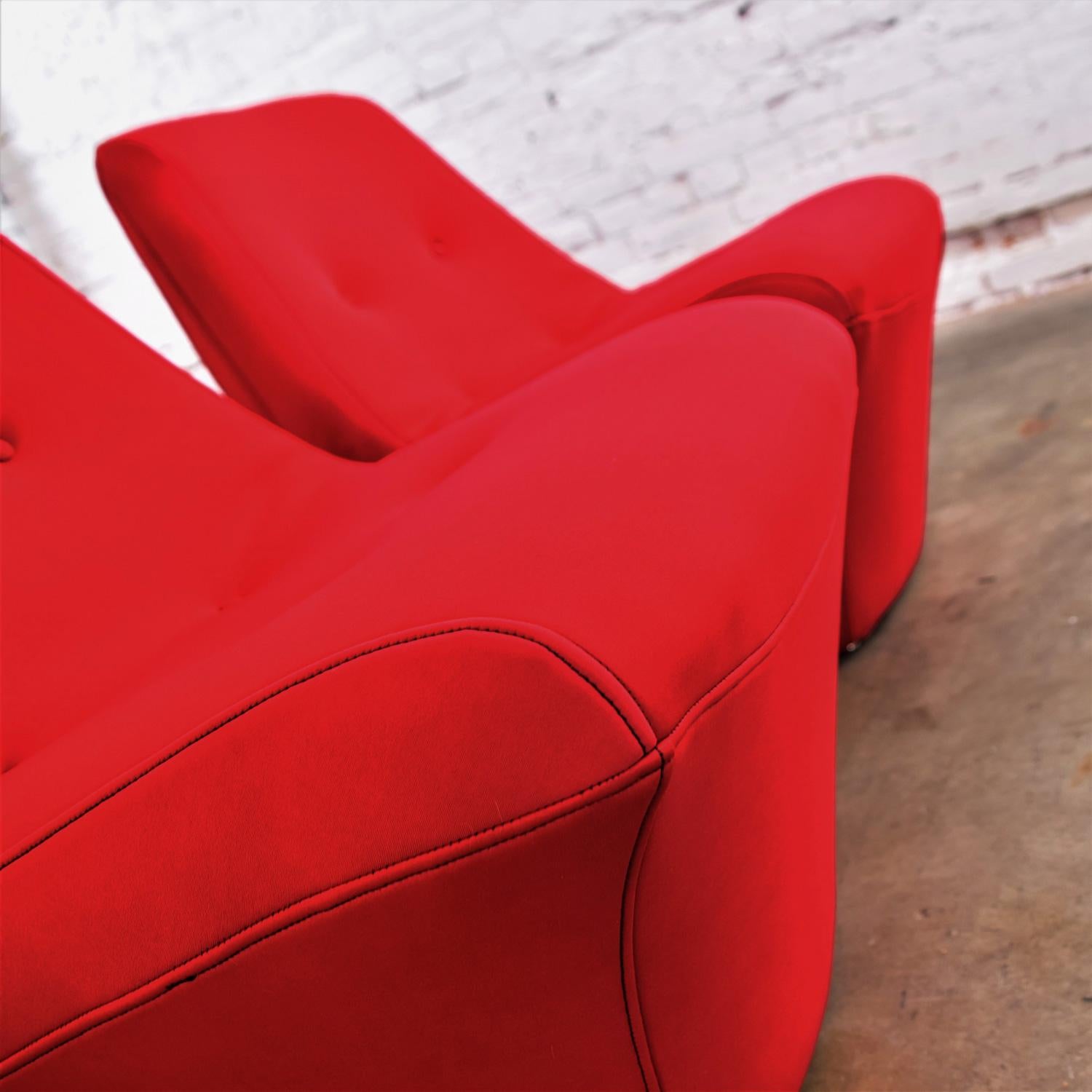 Mod Style Mid-Century Modern Red Neoprene Fabric Slipper Chairs by Founders Furn 8