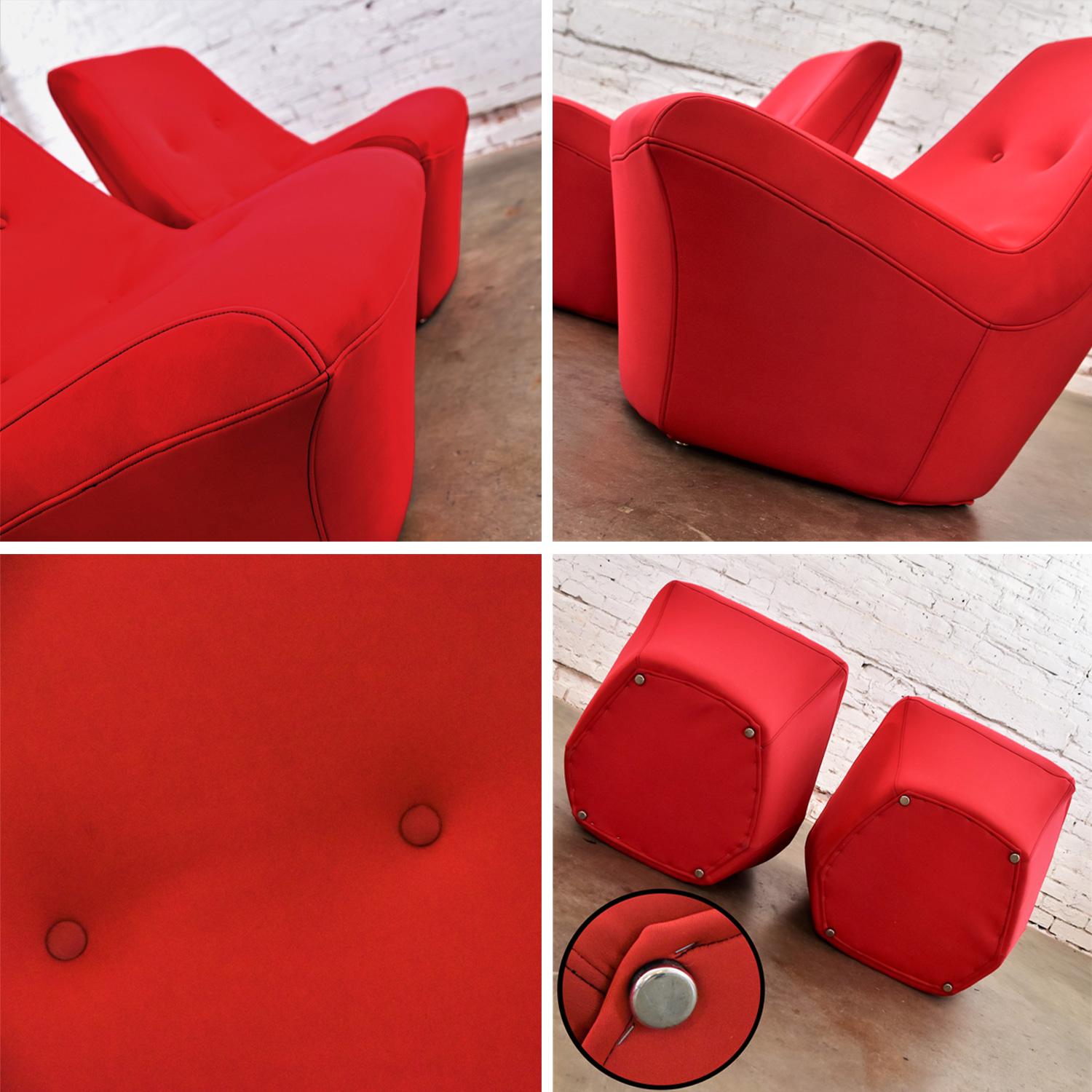 Mod Style Mid-Century Modern Red Neoprene Fabric Slipper Chairs by Founders Furn 12