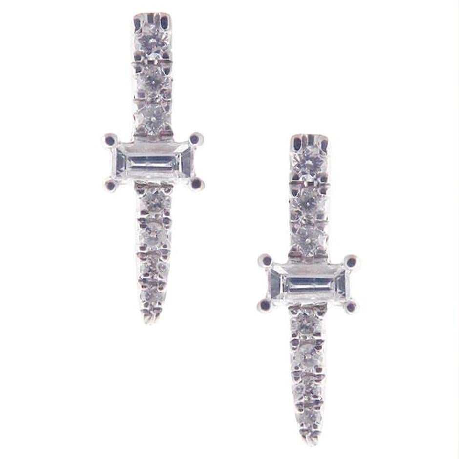 Modern Mod Taper Diamond Earrings For Sale