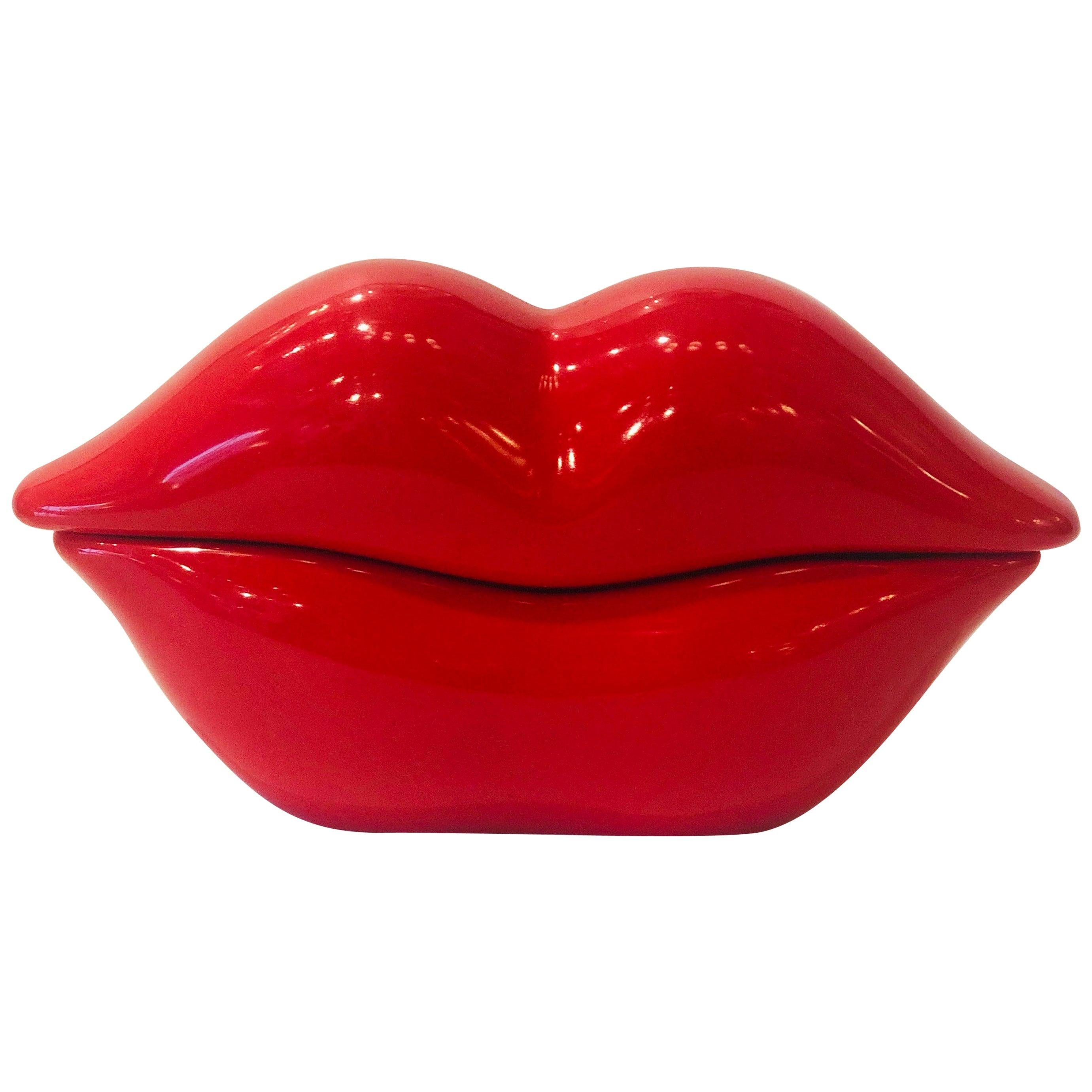 Mod Telemania "Hac Lips" Red Lips Handset Push-Button Telephone For Sale