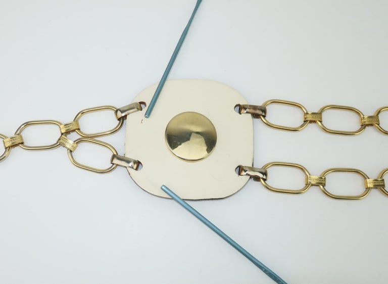 Mod White Leather Hip Hugger Chain Belt, 1960's at 1stDibs | chain ...