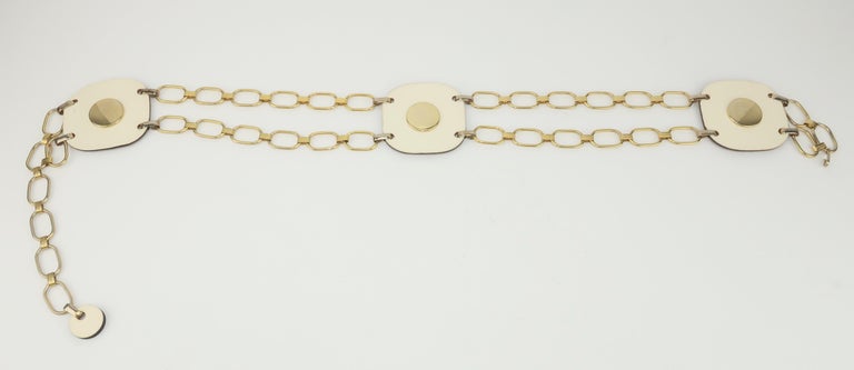 Mod White Leather Hip Hugger Chain Belt, 1960's at 1stDibs | chain ...