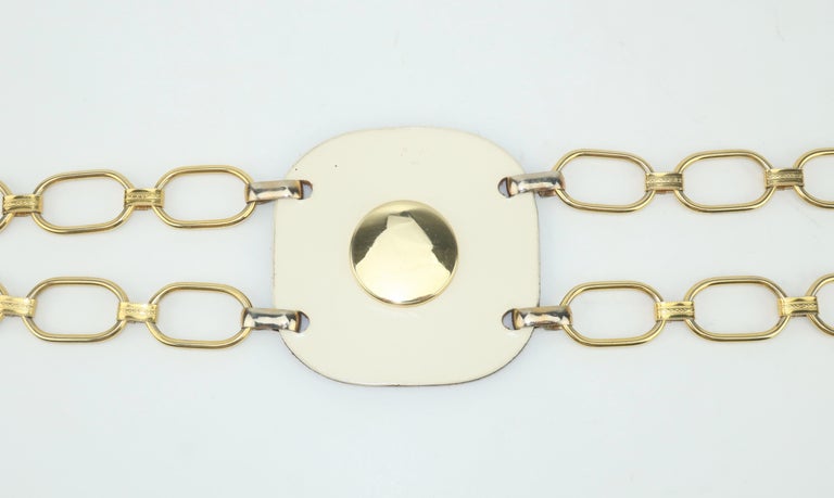 Mod White Leather Hip Hugger Chain Belt, 1960's at 1stDibs | chain ...
