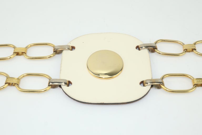 Mod White Leather Hip Hugger Chain Belt, 1960's at 1stDibs | chain ...