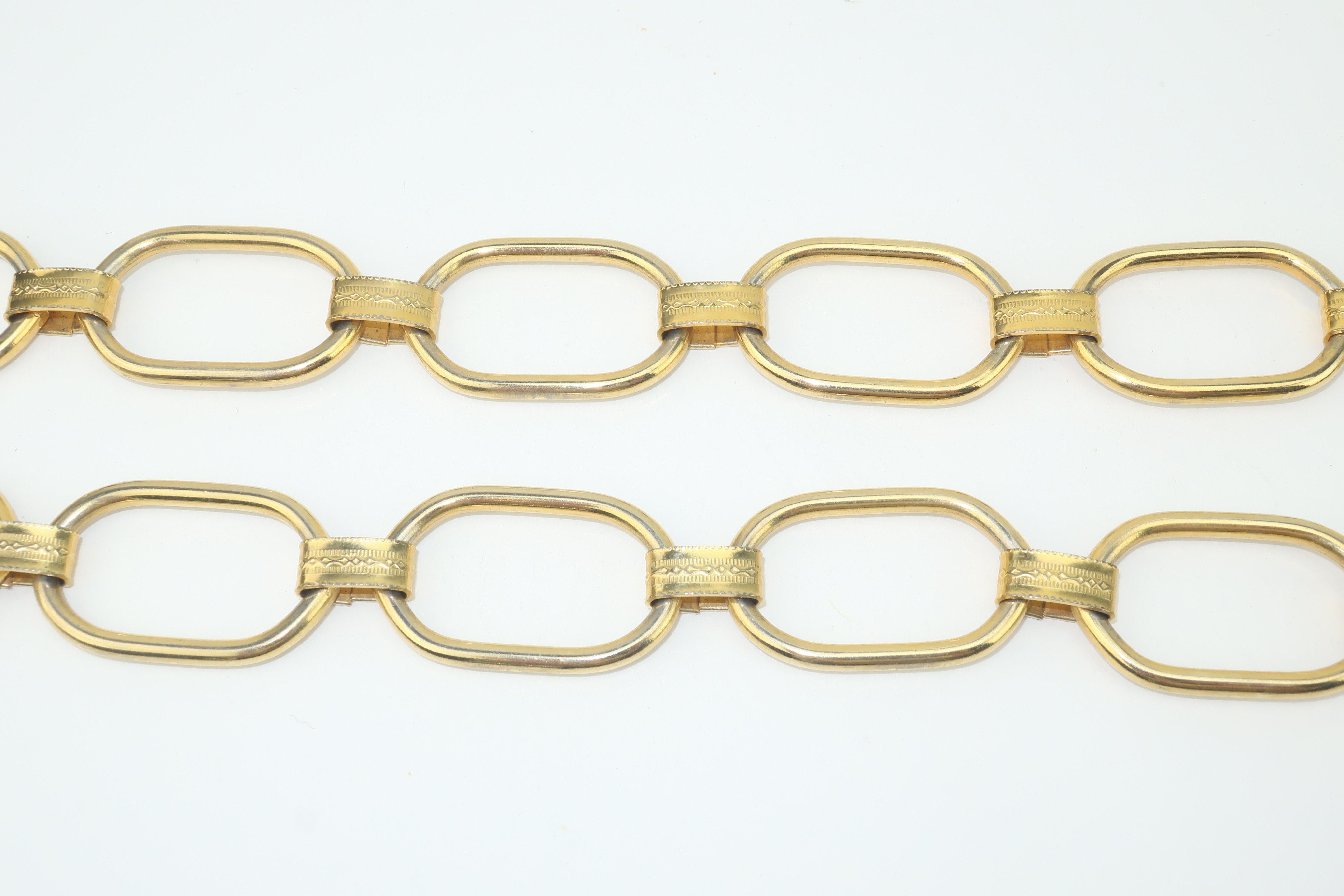 Mod Weiß Leder Hip Hugger Kette Gürtel:: 1960er Jahre 2