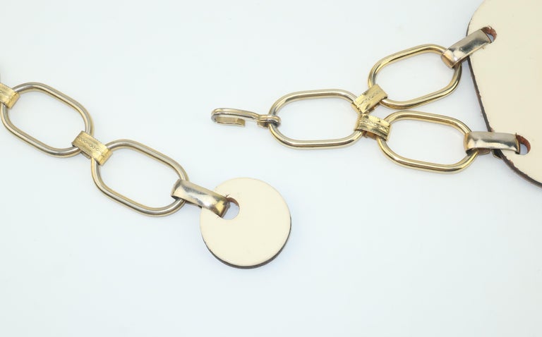 Mod White Leather Hip Hugger Chain Belt, 1960's at 1stDibs | chain ...