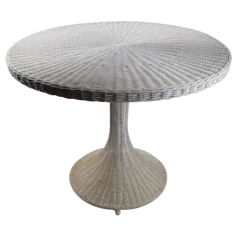 Mod Wicker Dinette Cafe Dining Table with Pedestal Base