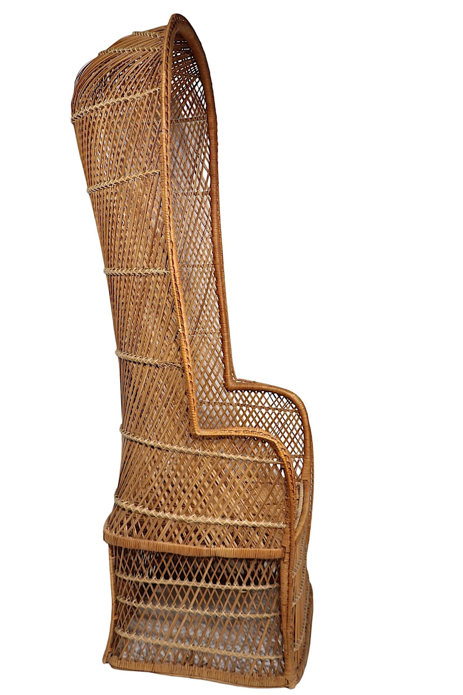 Mod Wicker High Back Dome Top  Chaise des années 1970 en vente 4