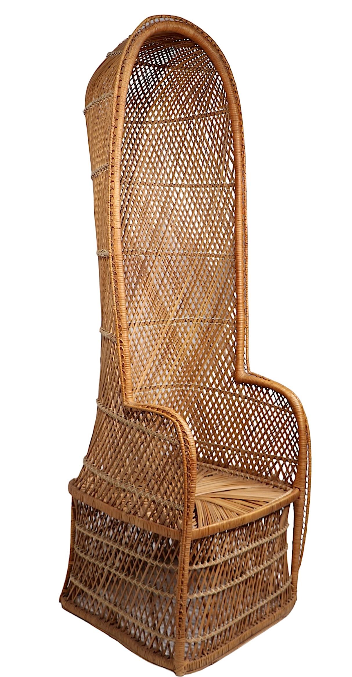 Mod Wicker High Back Dome Top  Chaise des années 1970 en vente 5