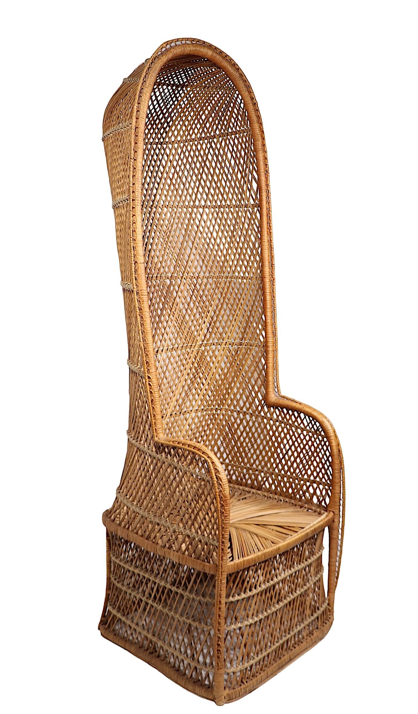 Mod Wicker High Back Dome Top  Chaise des années 1970 en vente 6
