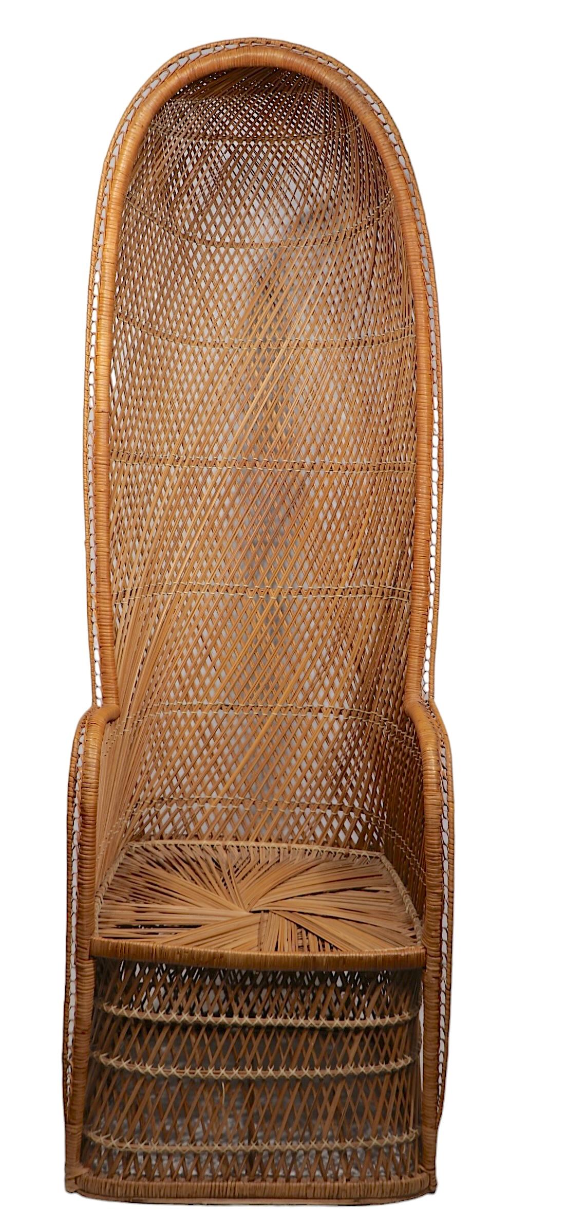 Mod Wicker High Back Dome Top  Chaise des années 1970 en vente 7