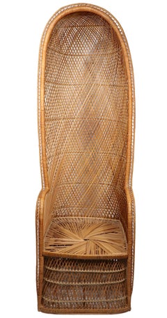 Mod Wicker High Back Dome Top  Chair c. 1970's