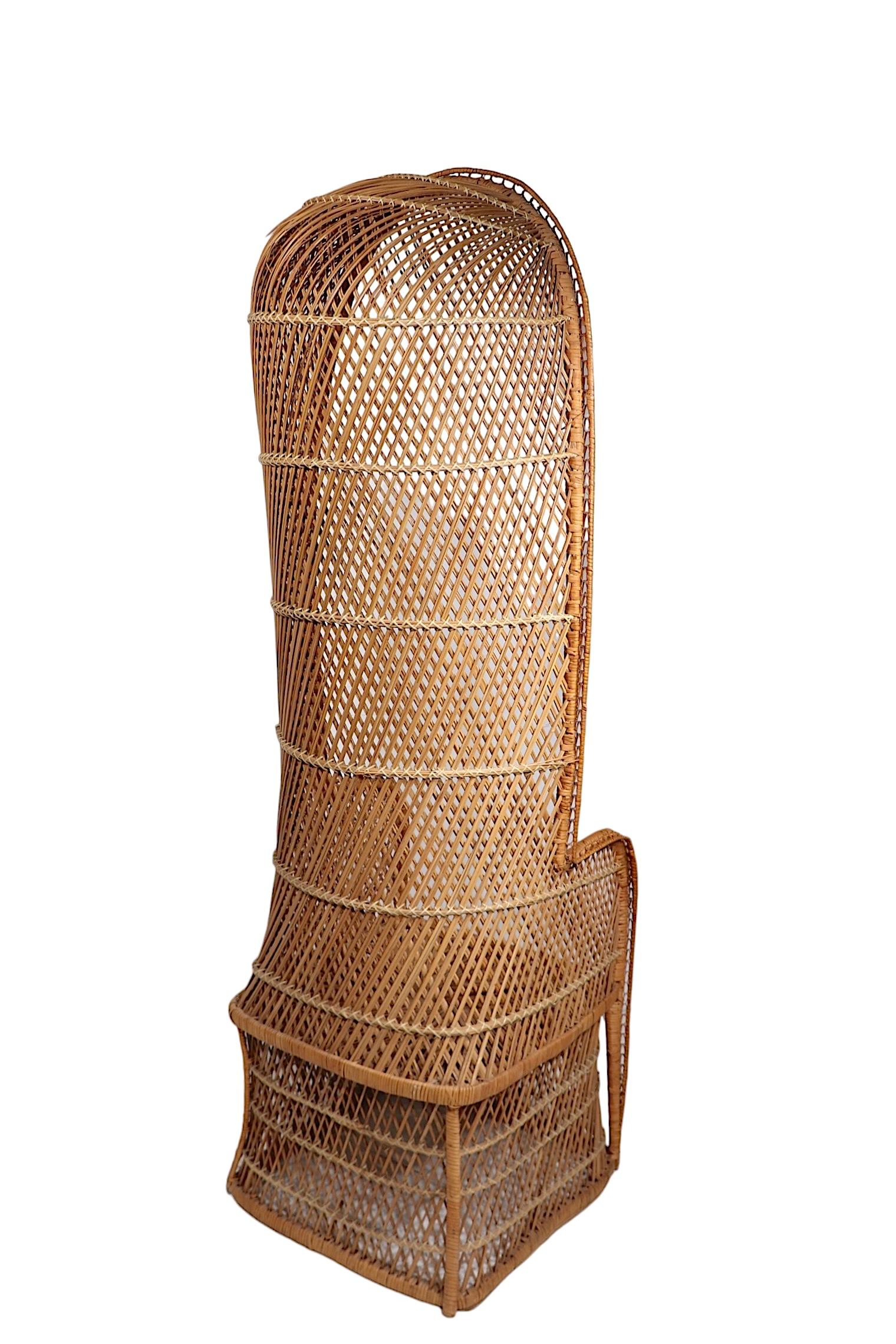 Osier Mod Wicker High Back Dome Top  Chaise des années 1970 en vente