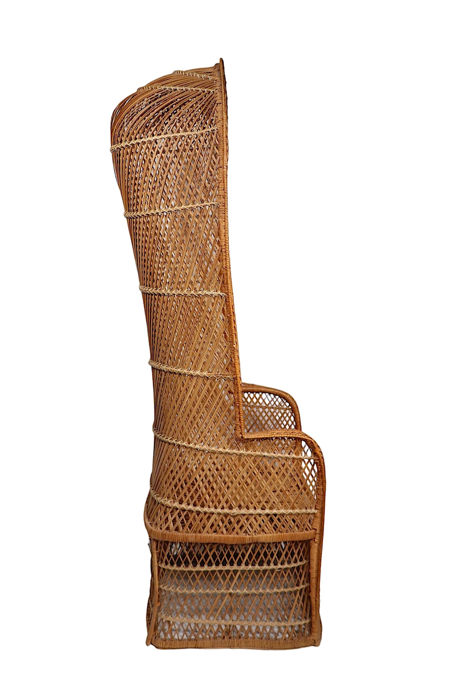 Mod Wicker High Back Dome Top  Chaise des années 1970 en vente 1
