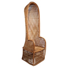 Cúpula de respaldo alto de mimbre Mod  Silla c. 1970