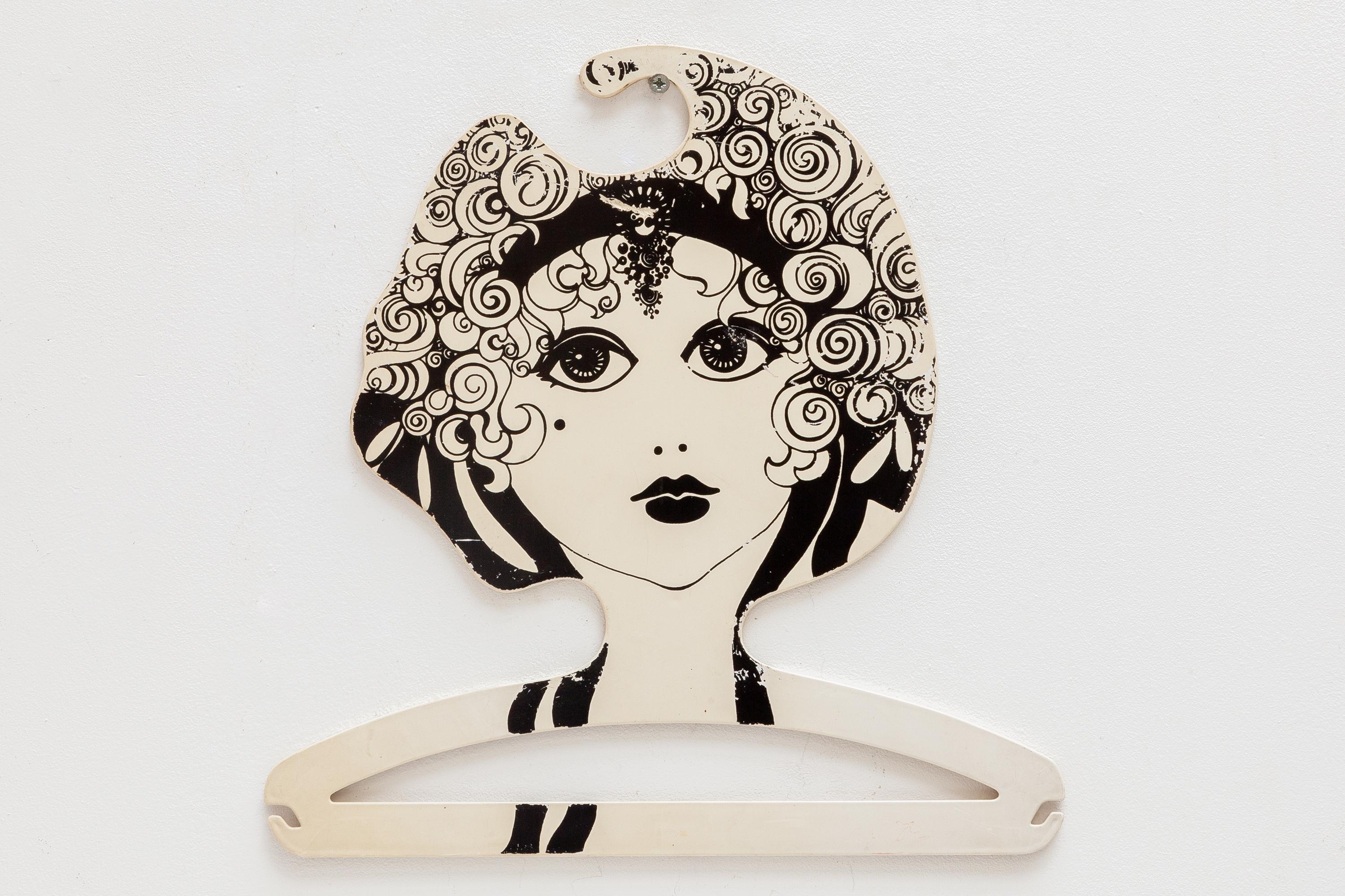 Mid-20th Century Mod Women Black and White 60s Portret West German Clothes Hangers For Sale