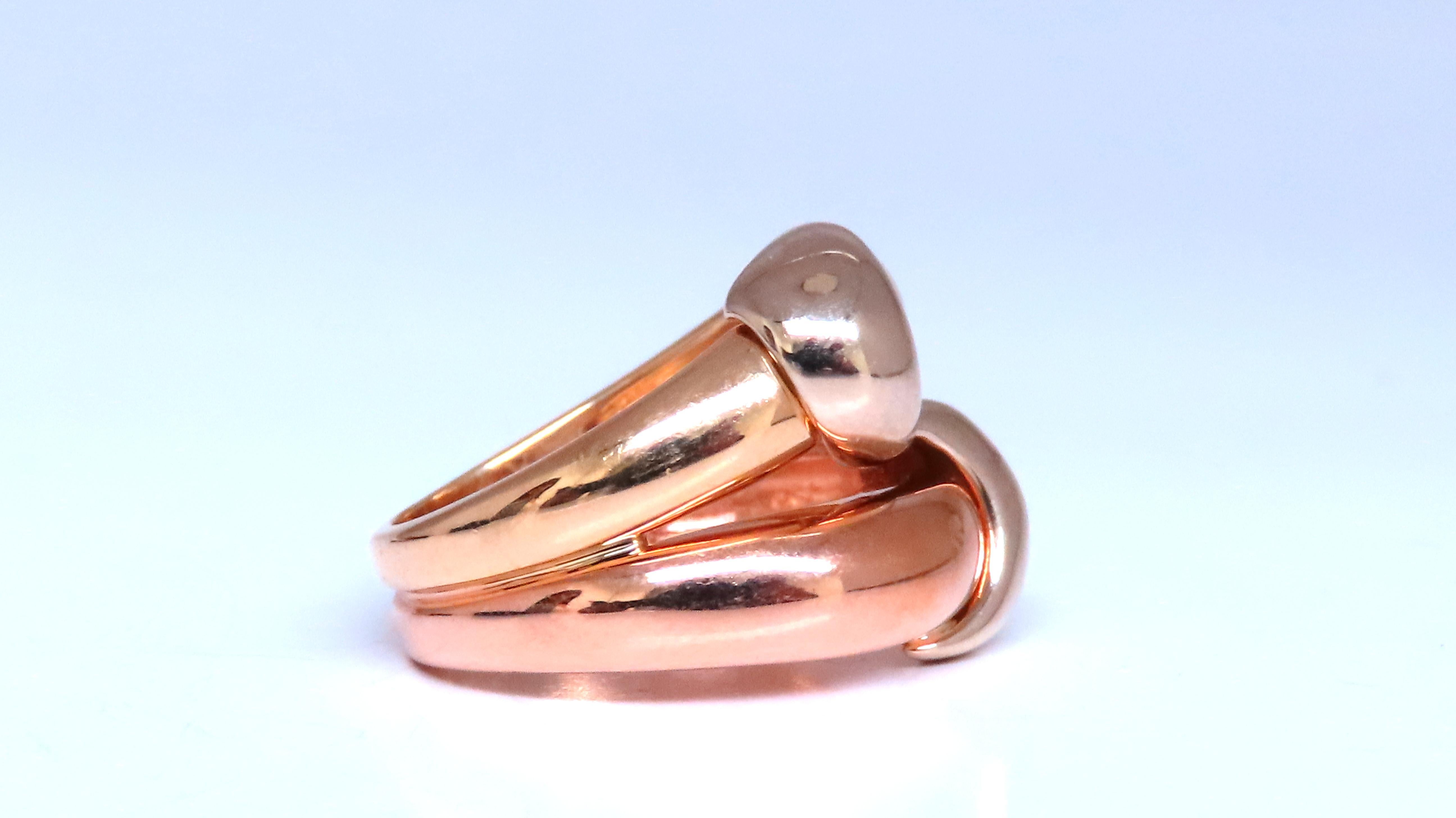 rose and yellow gold bow wrap ring 
18kt gold 10.4 grams 
17mm wide depth 4mm