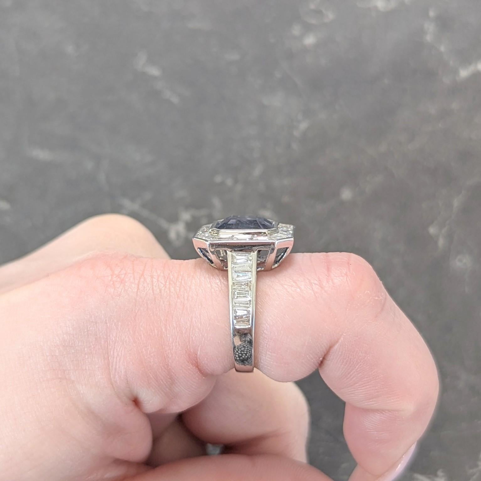 Modani 7.16 CTW No Heat Spinel Diamond 18 Karat White Gold Halo Ring GIA 7