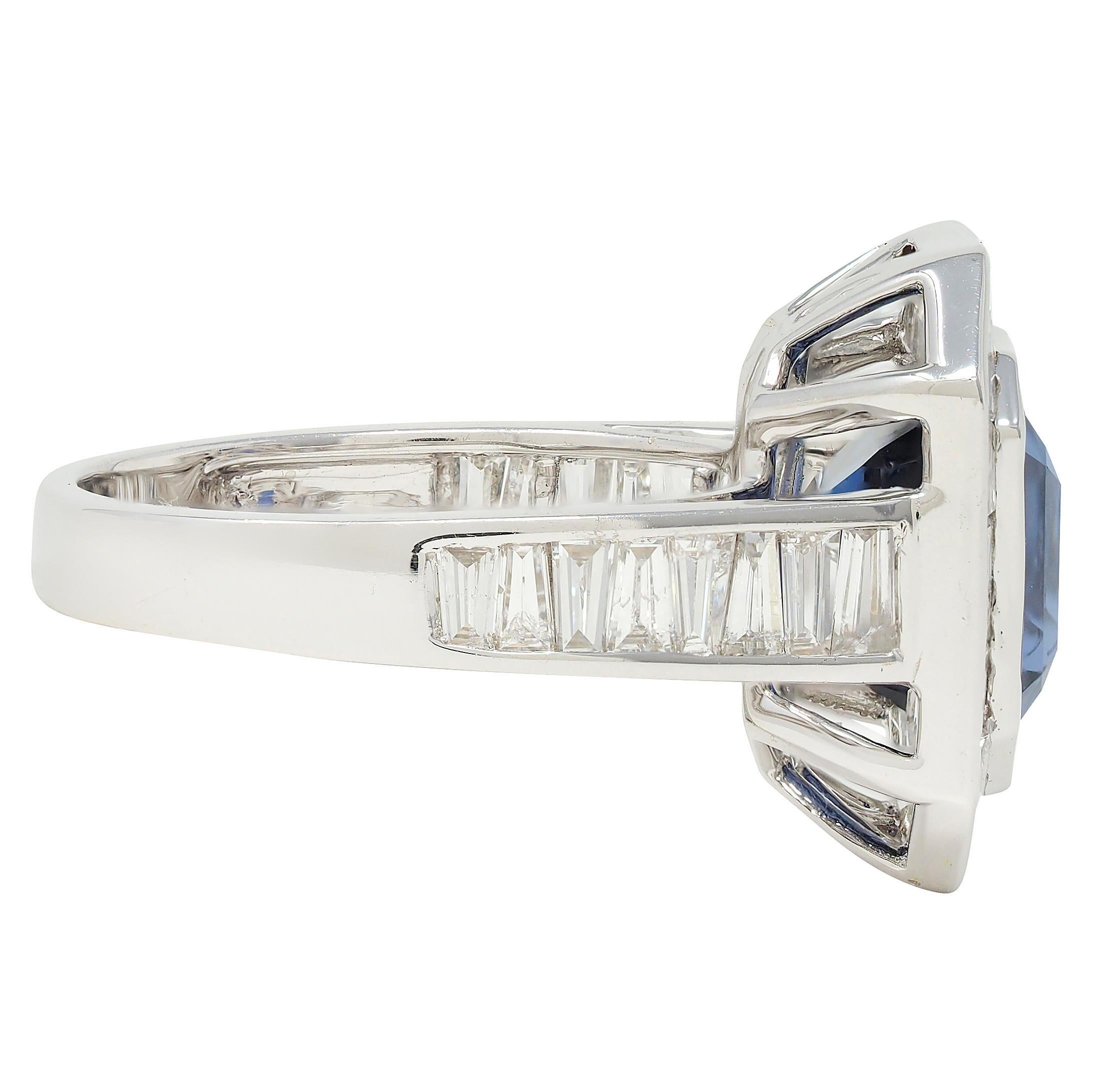 Modani 7.16 CTW No Heat Spinel Diamond 18 Karat White Gold Halo Ring GIA In Excellent Condition In Philadelphia, PA