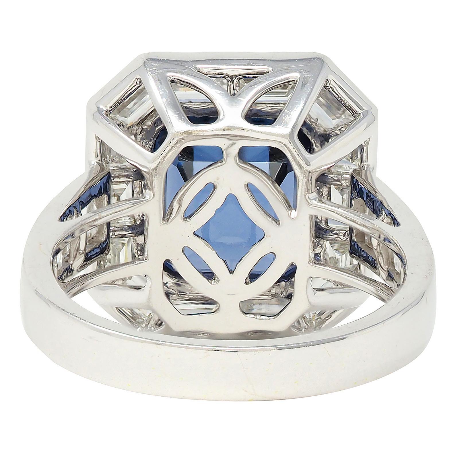 Women's or Men's Modani 7.16 CTW No Heat Spinel Diamond 18 Karat White Gold Halo Ring GIA