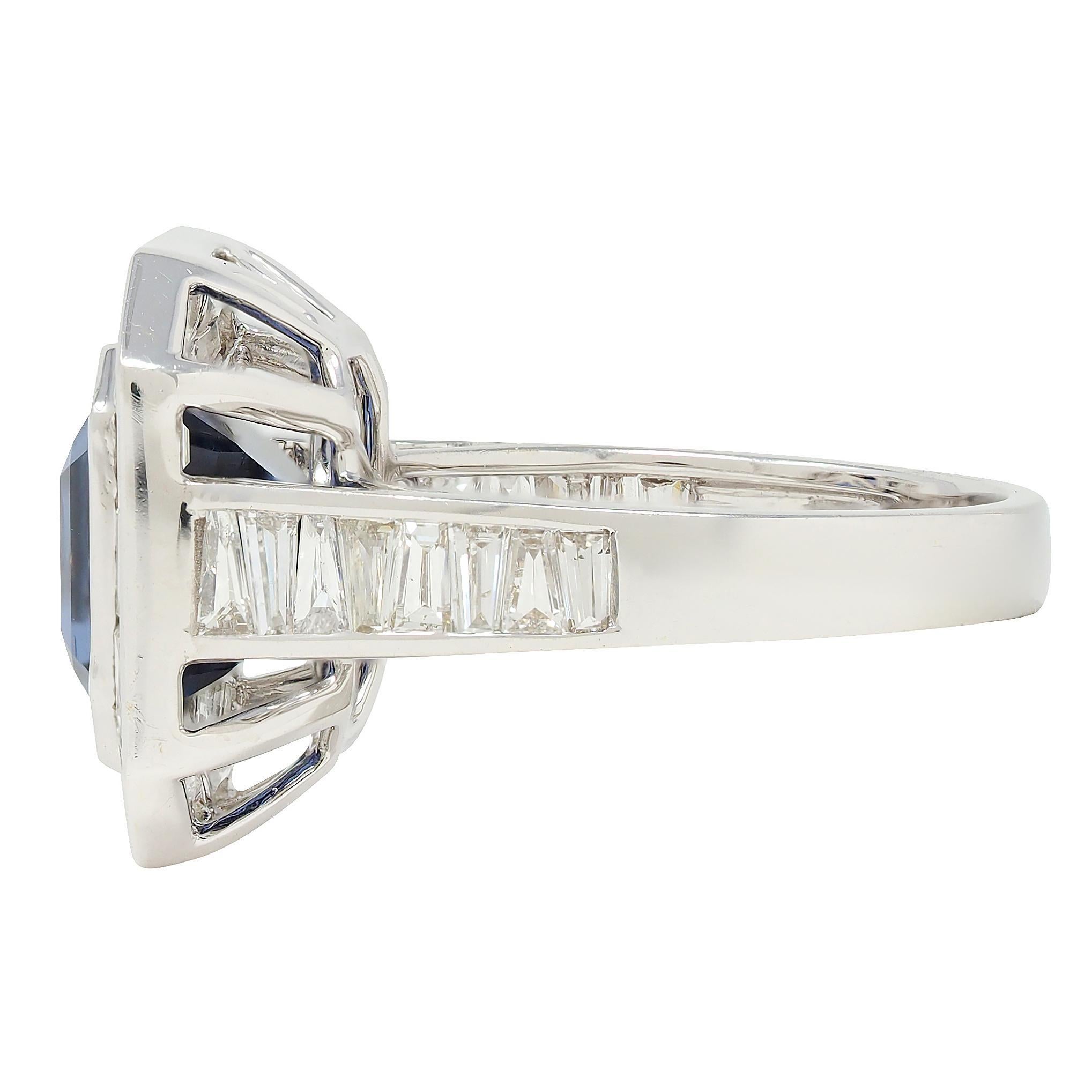 Modani 7.16 CTW No Heat Spinel Diamond 18 Karat White Gold Halo Ring GIA 1