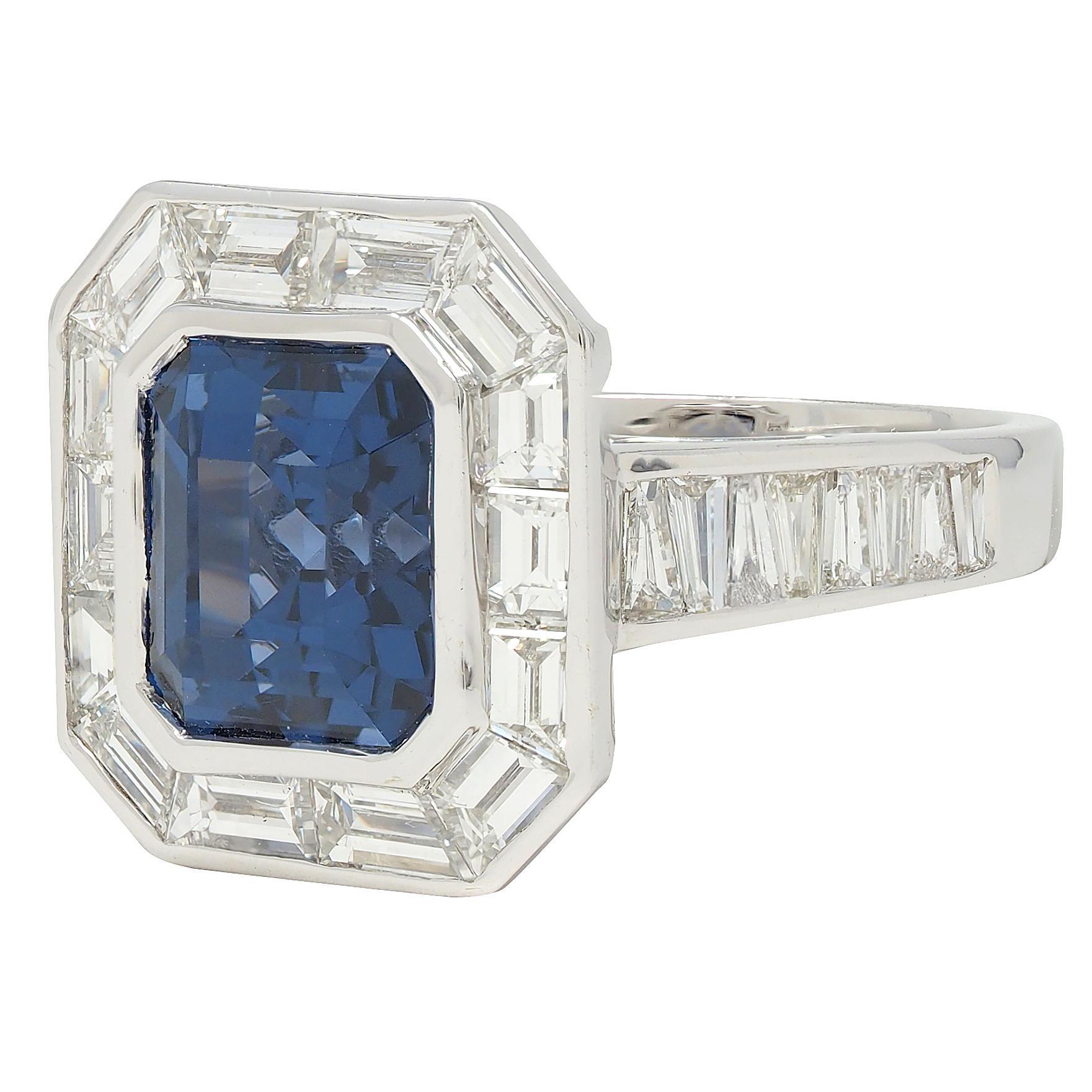 Modani 7.16 CTW No Heat Spinel Diamond 18 Karat White Gold Halo Ring GIA 2