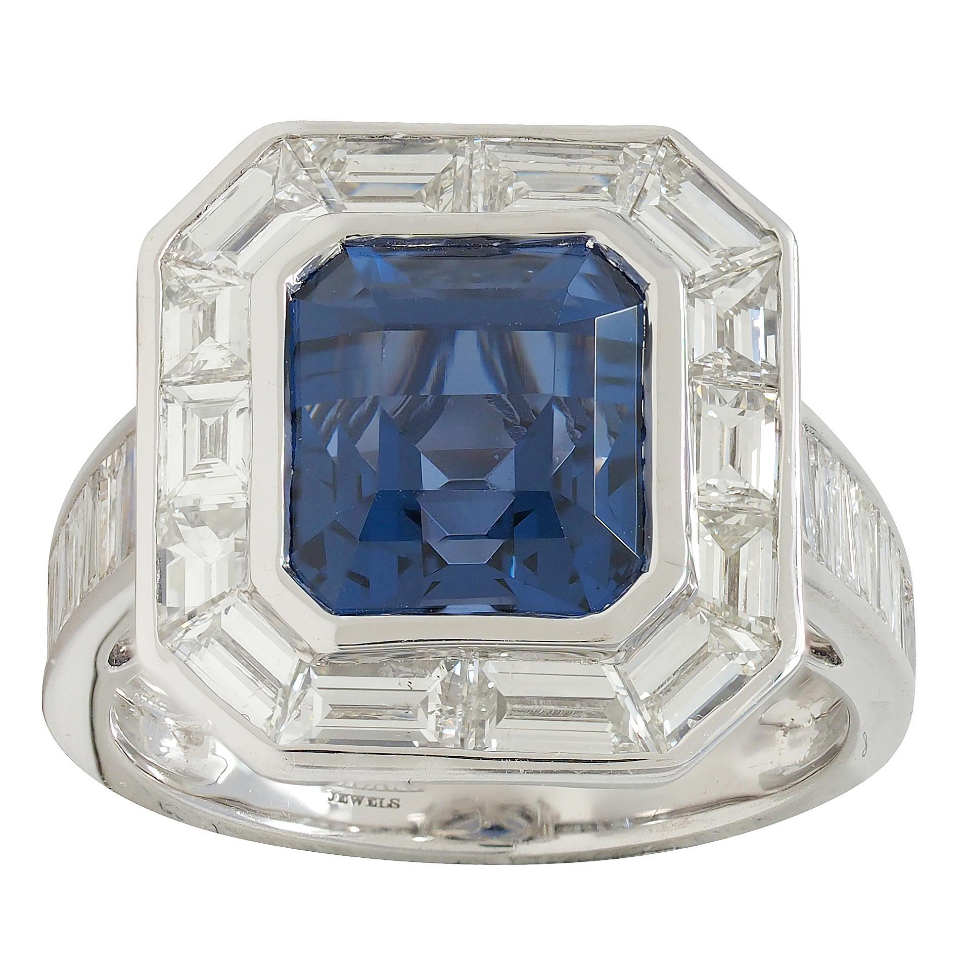 Modani 7.16 CTW No Heat Spinel Diamond 18 Karat White Gold Halo Ring GIA 3