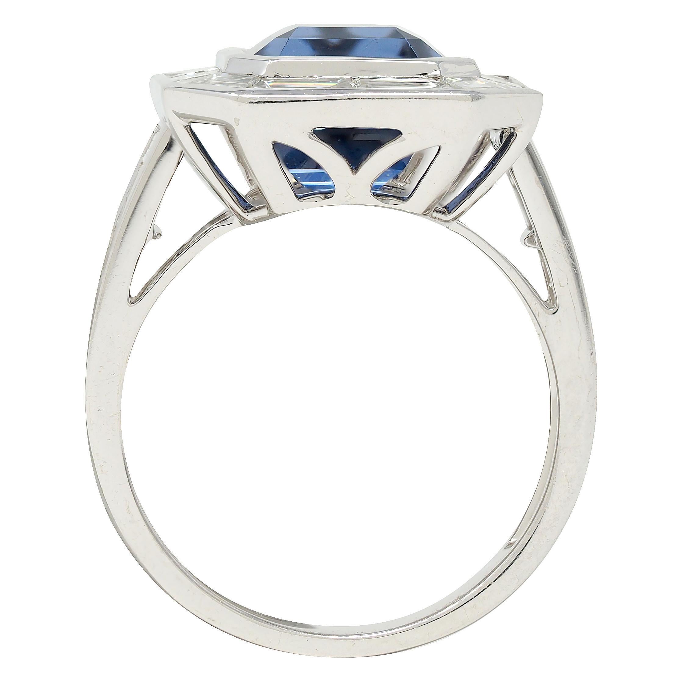 Modani 7.16 CTW No Heat Spinel Diamond 18 Karat White Gold Halo Ring GIA 4