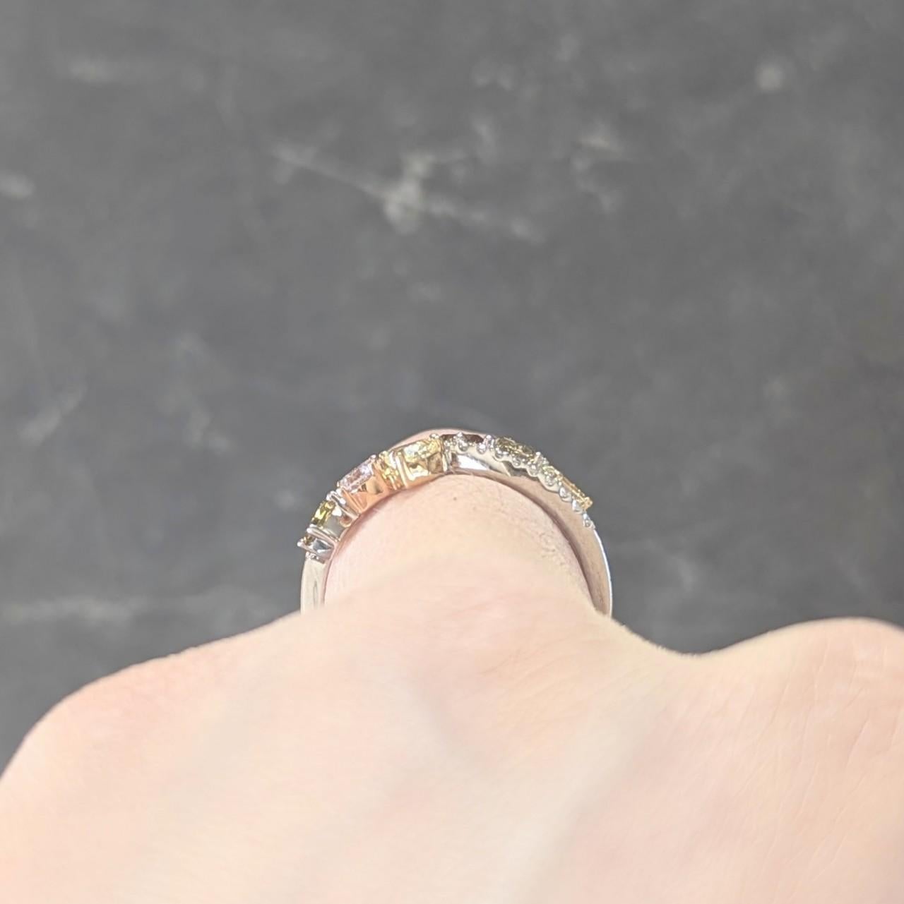 Modani Contemporary Fancy Diamond 18 Karat Two-Tone Gold Band Ring 7