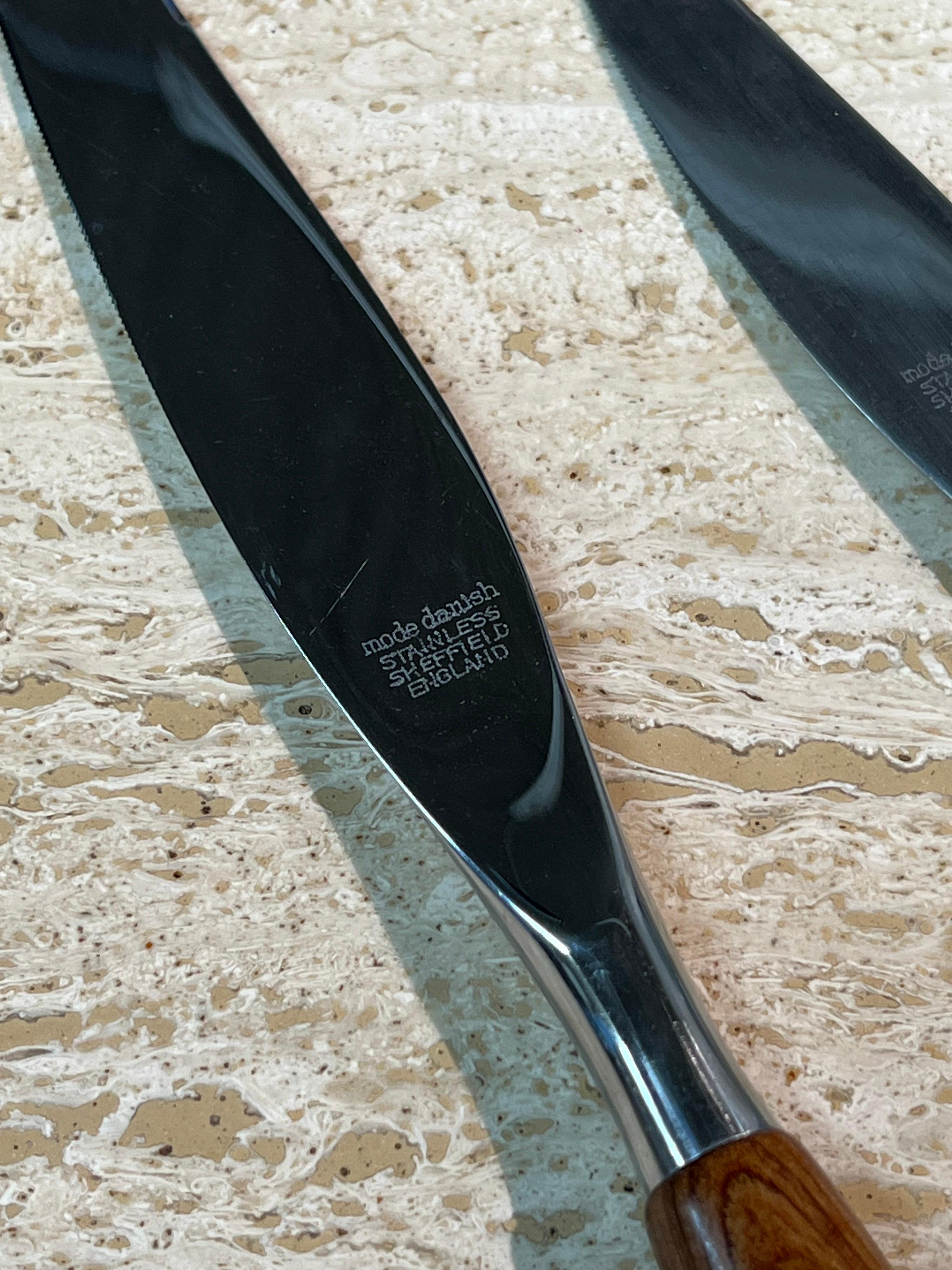 Mode Danish Rosewood and Stainless Steel Knives by Sheffield, Set of Three In Good Condition For Sale In Miami, FL