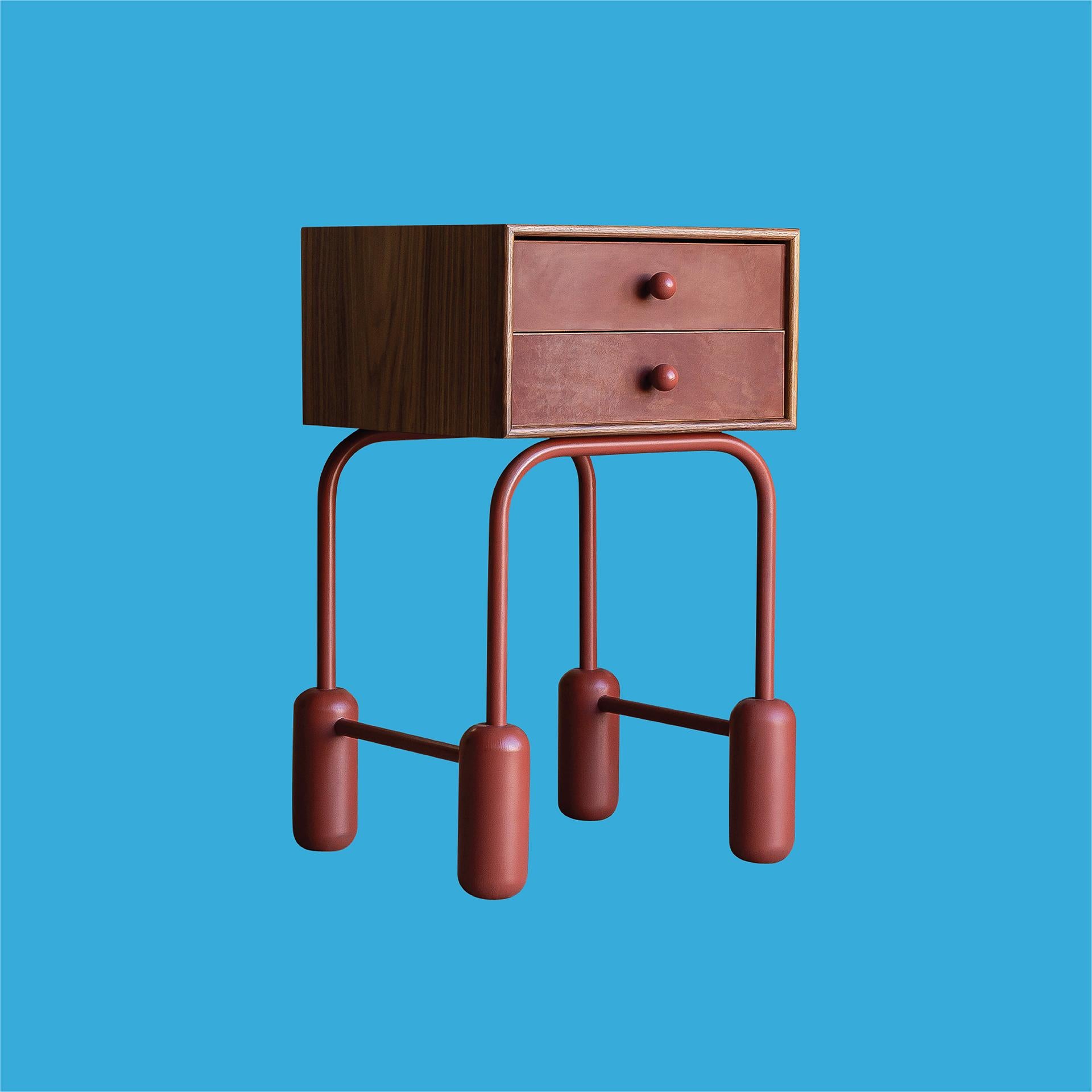 American Model 01 – Colorful Modern Handcrafted Nightstand w/ Drawers For Sale