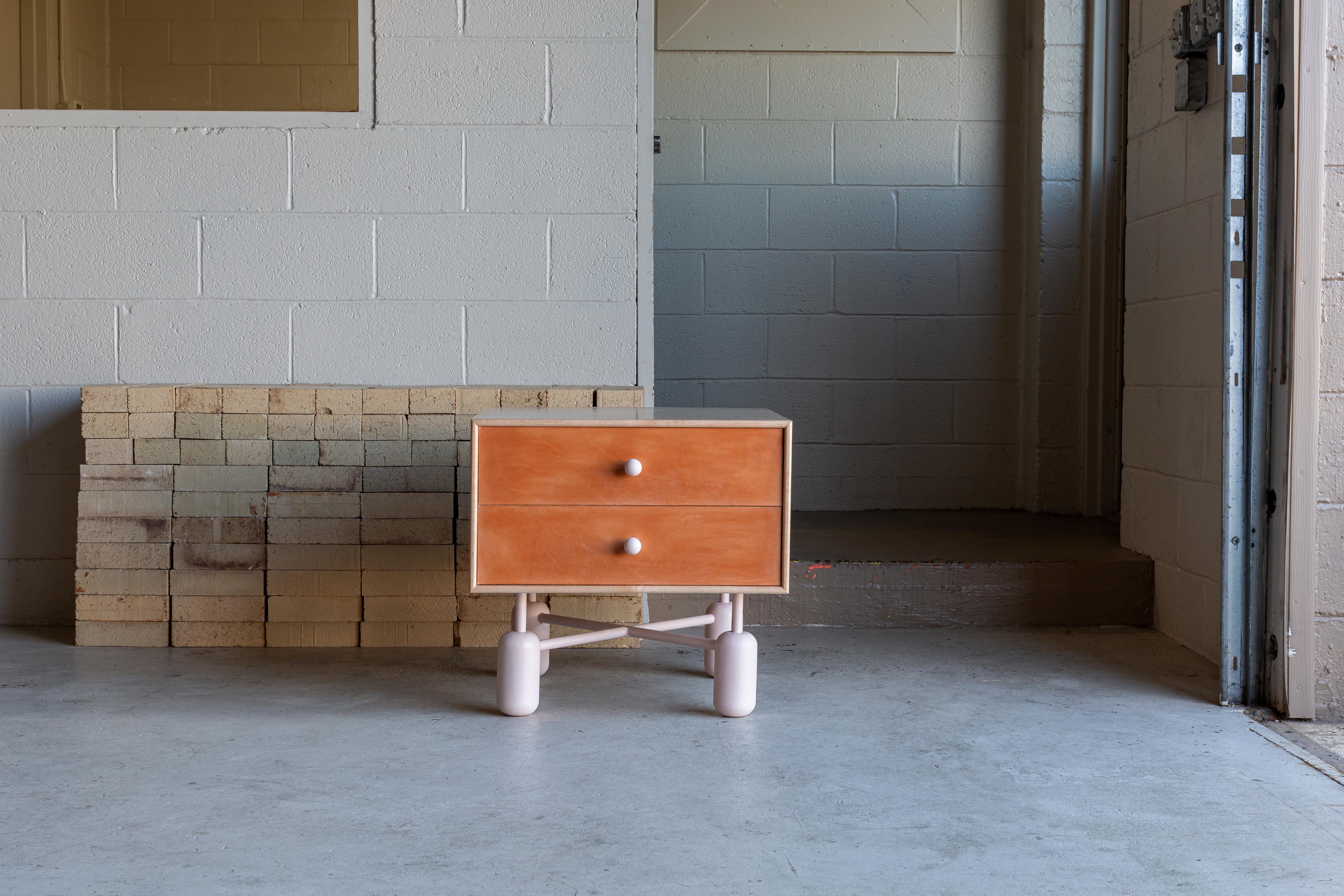 Steel Model 02 – Colorful Mixed Media Modern End Table w/ Drawers For Sale