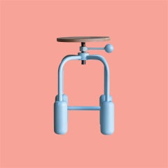 Modell 04 - Moderner, farbenfroher, verstellbarer Hocker mit Massivholzsitz und lackiertem Sockel