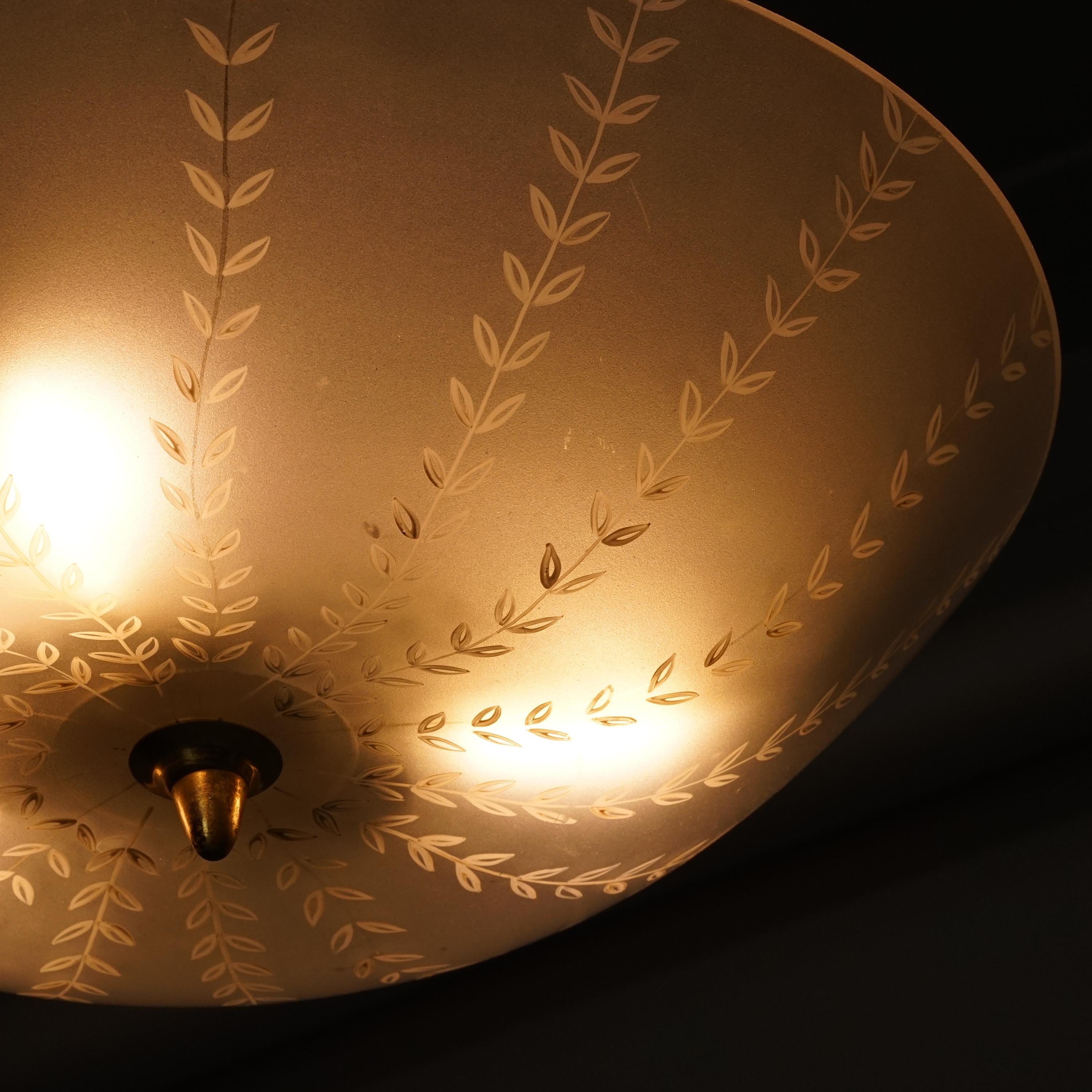 Scandinave moderne Model No 1001 Floral Flush Mount, Lisa Johansson-Pape, Orno Oy, années 1940/1950 en vente