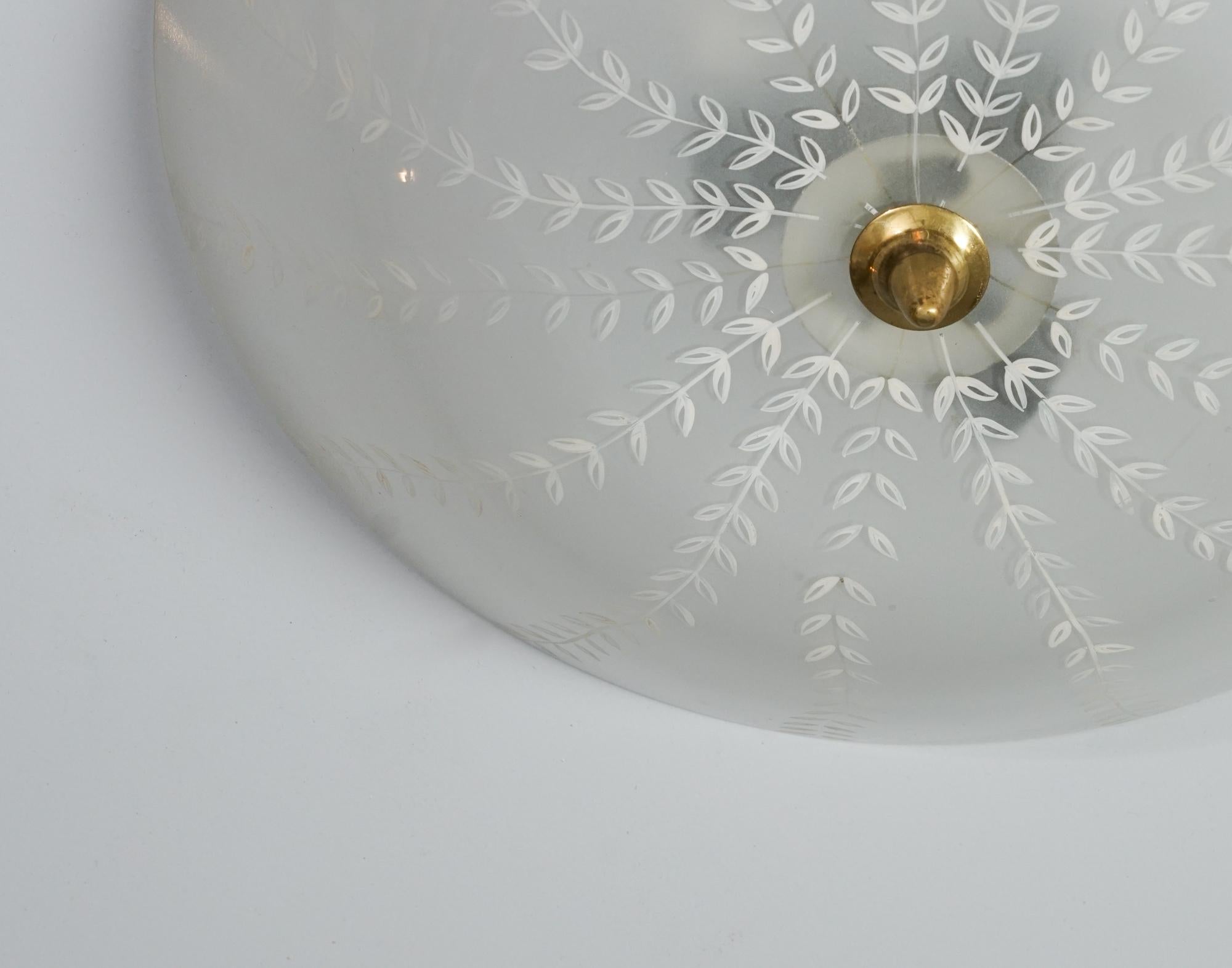 Laiton Model No 1001 Floral Flush Mount, Lisa Johansson-Pape, Orno Oy, années 1940/1950 en vente