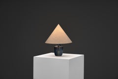 Model "1025" Blue Glazed Stoneware Table Lamp for Søholm, Denmark 1960s