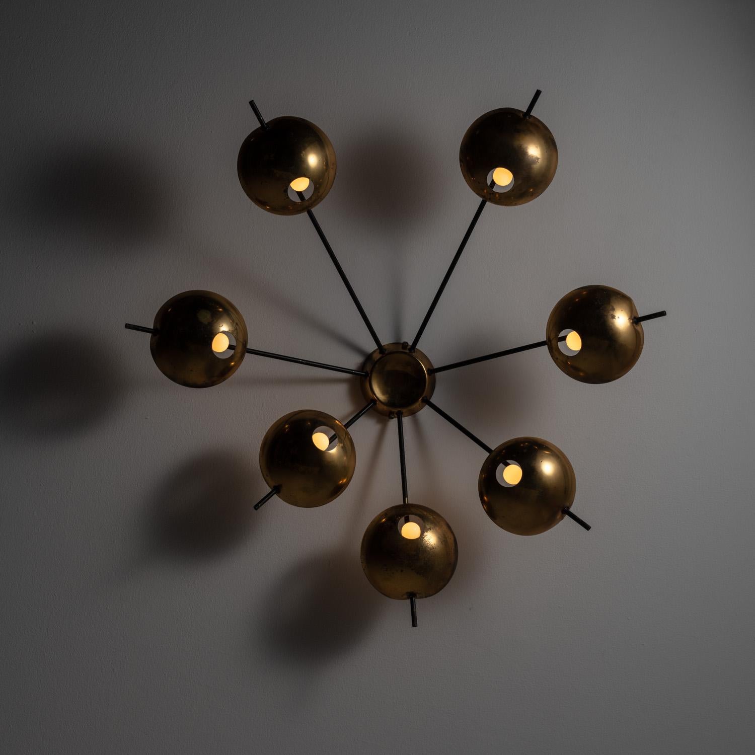 Rare Model 1036 ceiling light by Stilnovo by Stilnovo. Designed in Italy, circa 1960's. This light features beautifully aged copper. Wired for the US. We recommend five E14 base 60w maximum bulb.