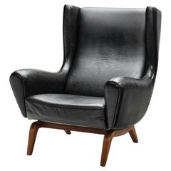 Sillón de cuero modelo «110», diseñado por Illum Wikkelsø para Søren Willadsen, Dinamarca, década de 1960
