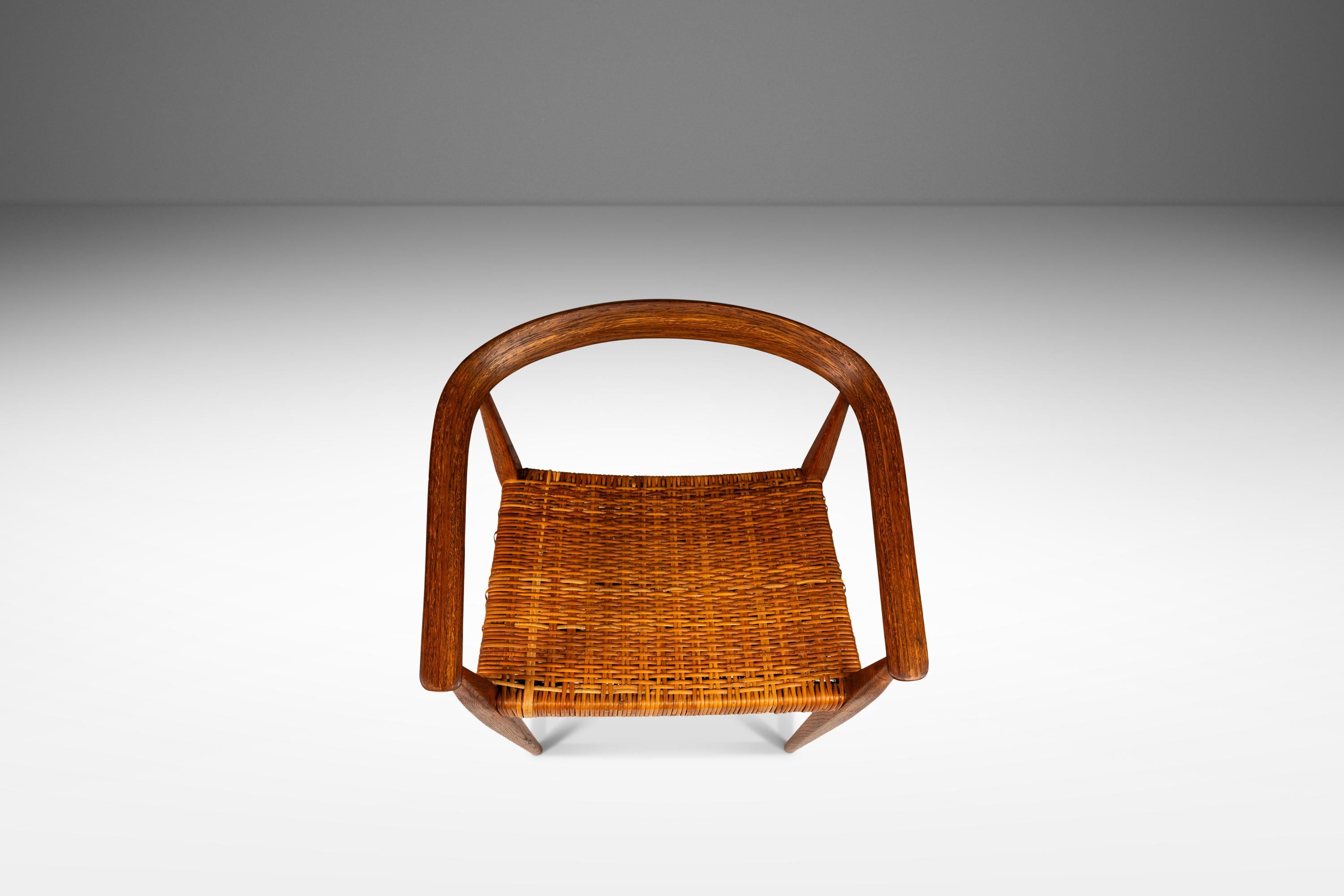 Milieu du XXe siècle Fauteuil modèle 113 en Oak & Cane par Nanna Ditzel pour Kolds Savvaerk, c.C. 1950s en vente