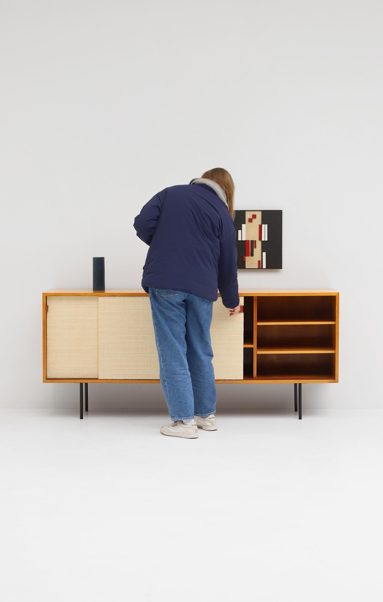 Model 116 Sideboard with Raffia Doors Designed by Florence Knoll in the 1950s For Sale 4