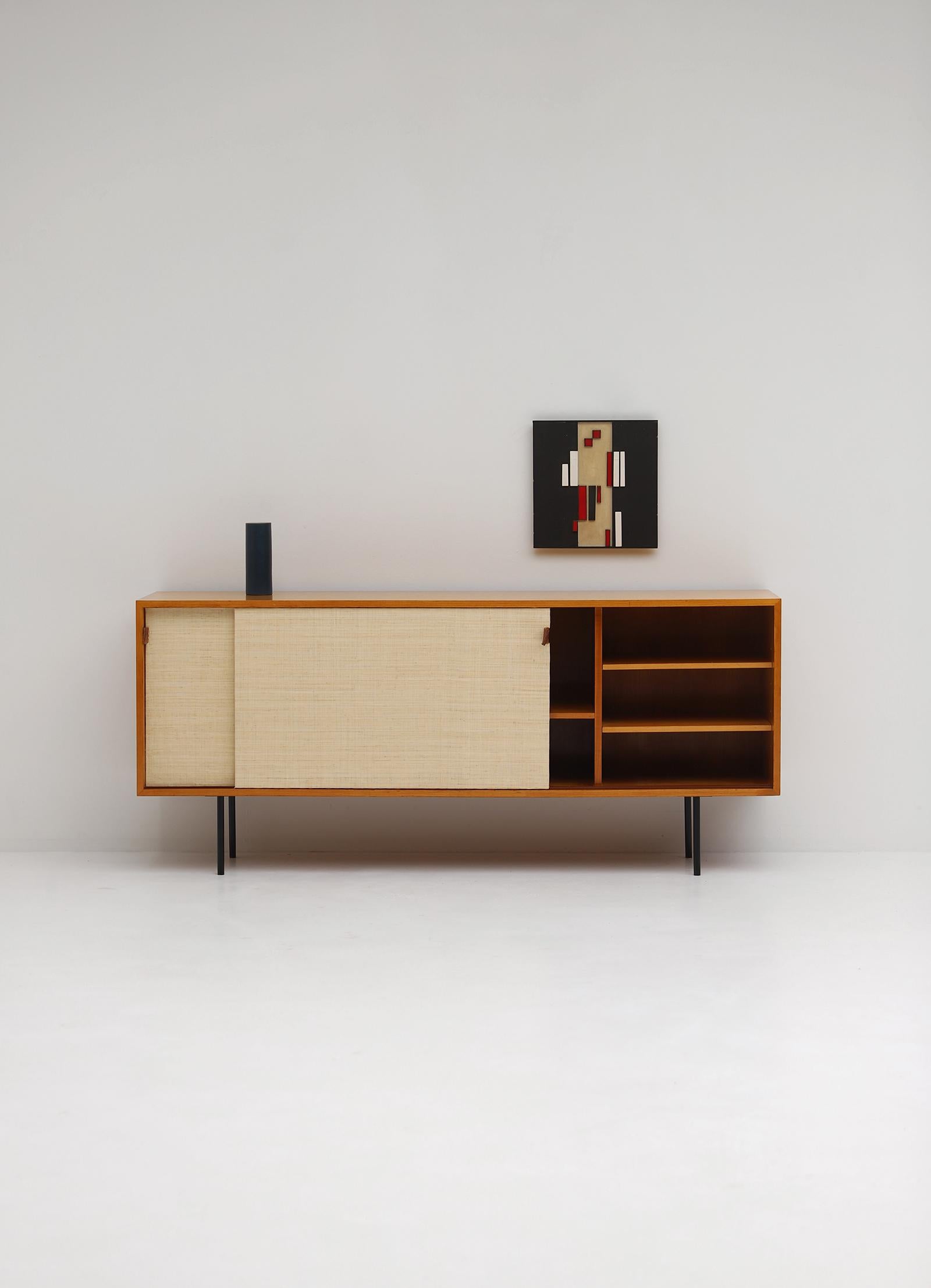 Model 116 Sideboard with Raffia Doors Designed by Florence Knoll in the 1950s For Sale 5